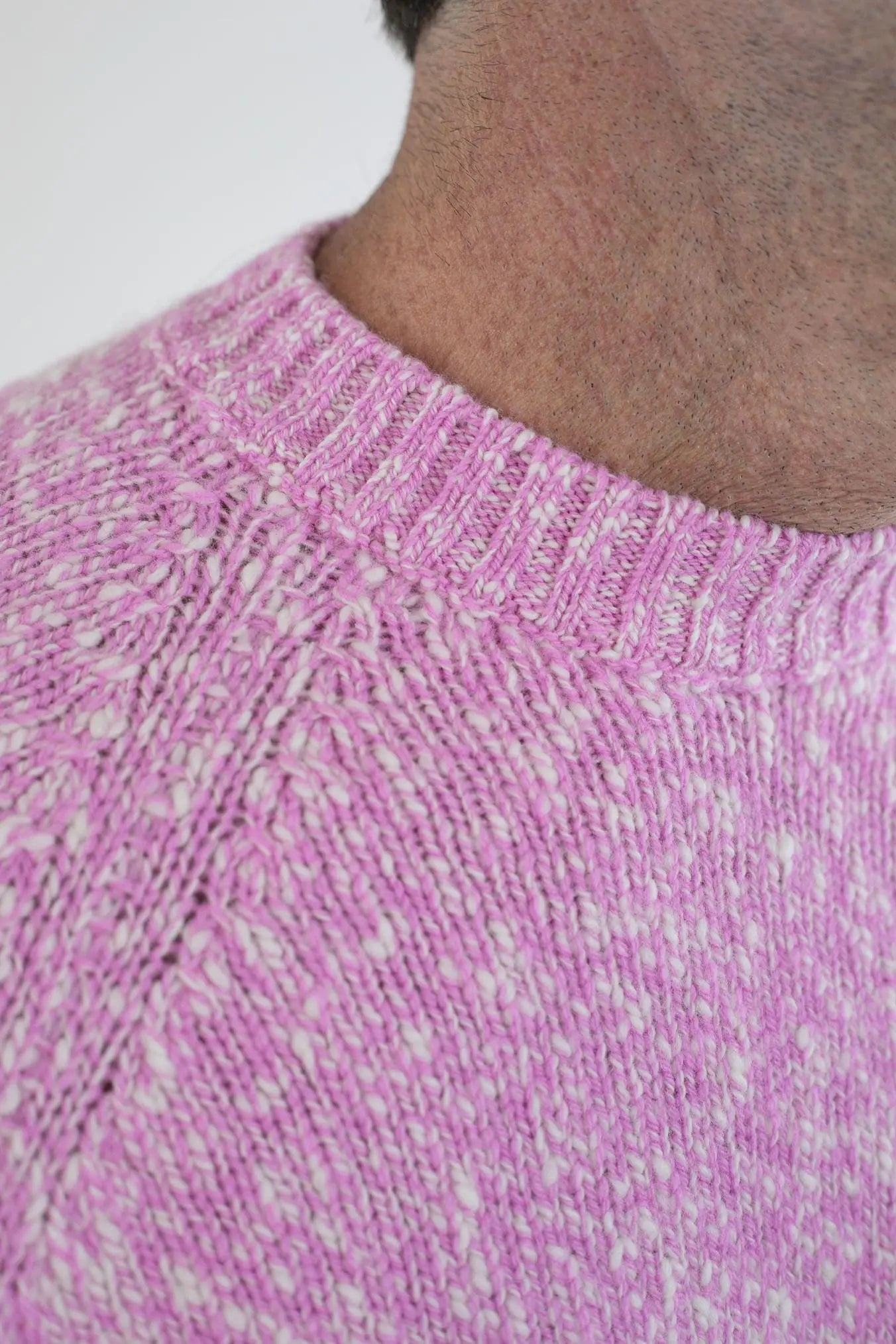 Maglia Girocollo Lambswool Rosa Mèlange - Guarino Store