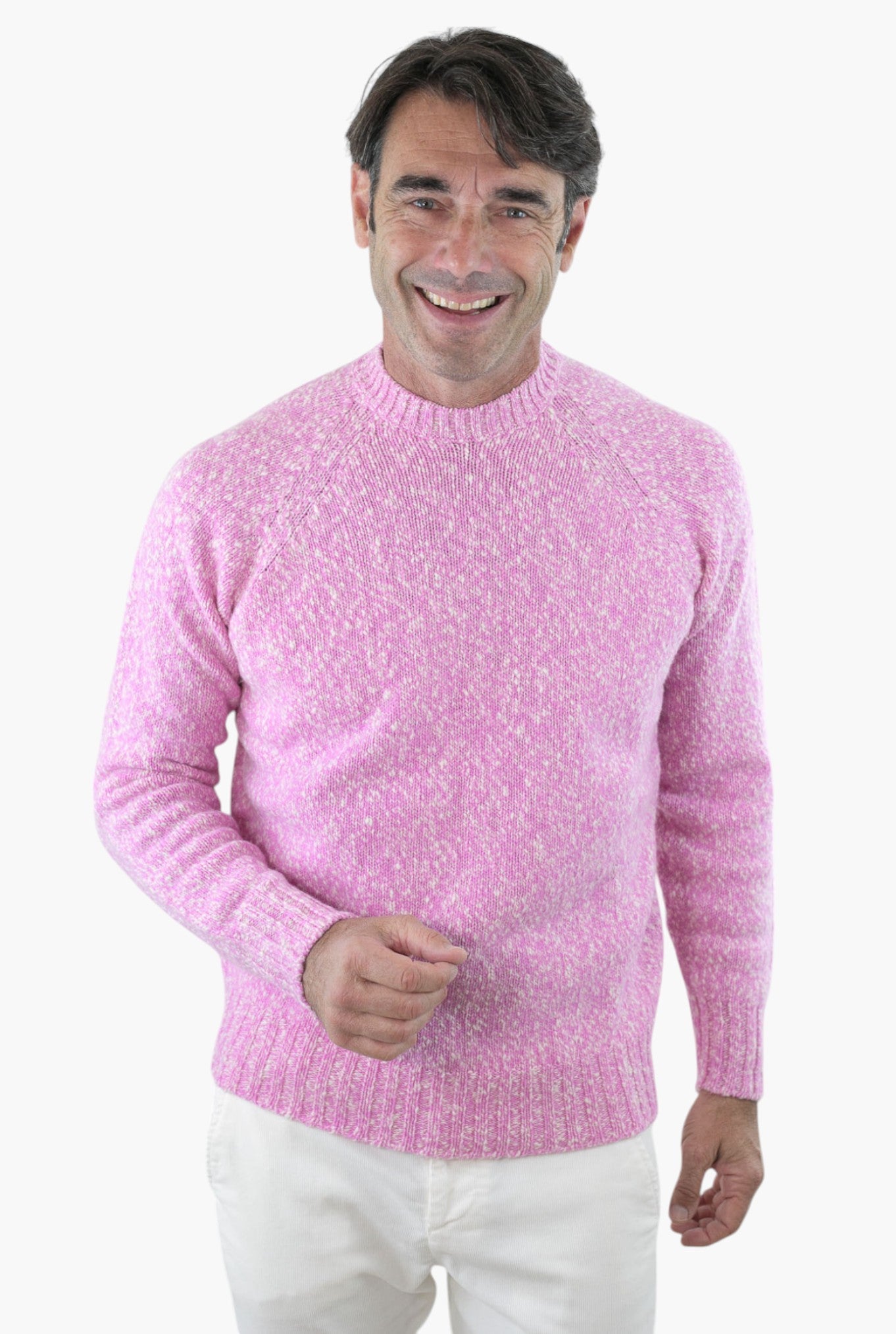 Maglia Girocollo Lambswool Rosa Mèlange - Guarino Store