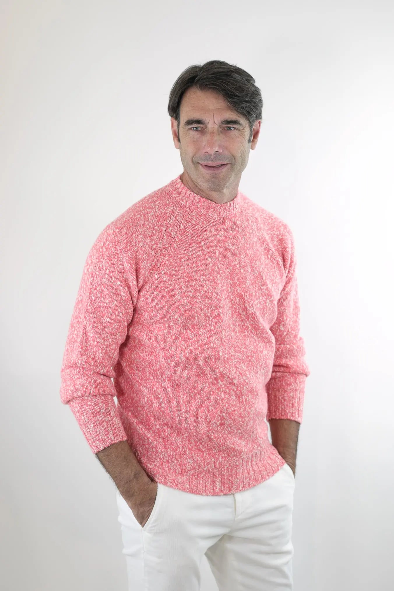 Maglia Girocollo Lambswool Arancio Mèlange - Guarino Store