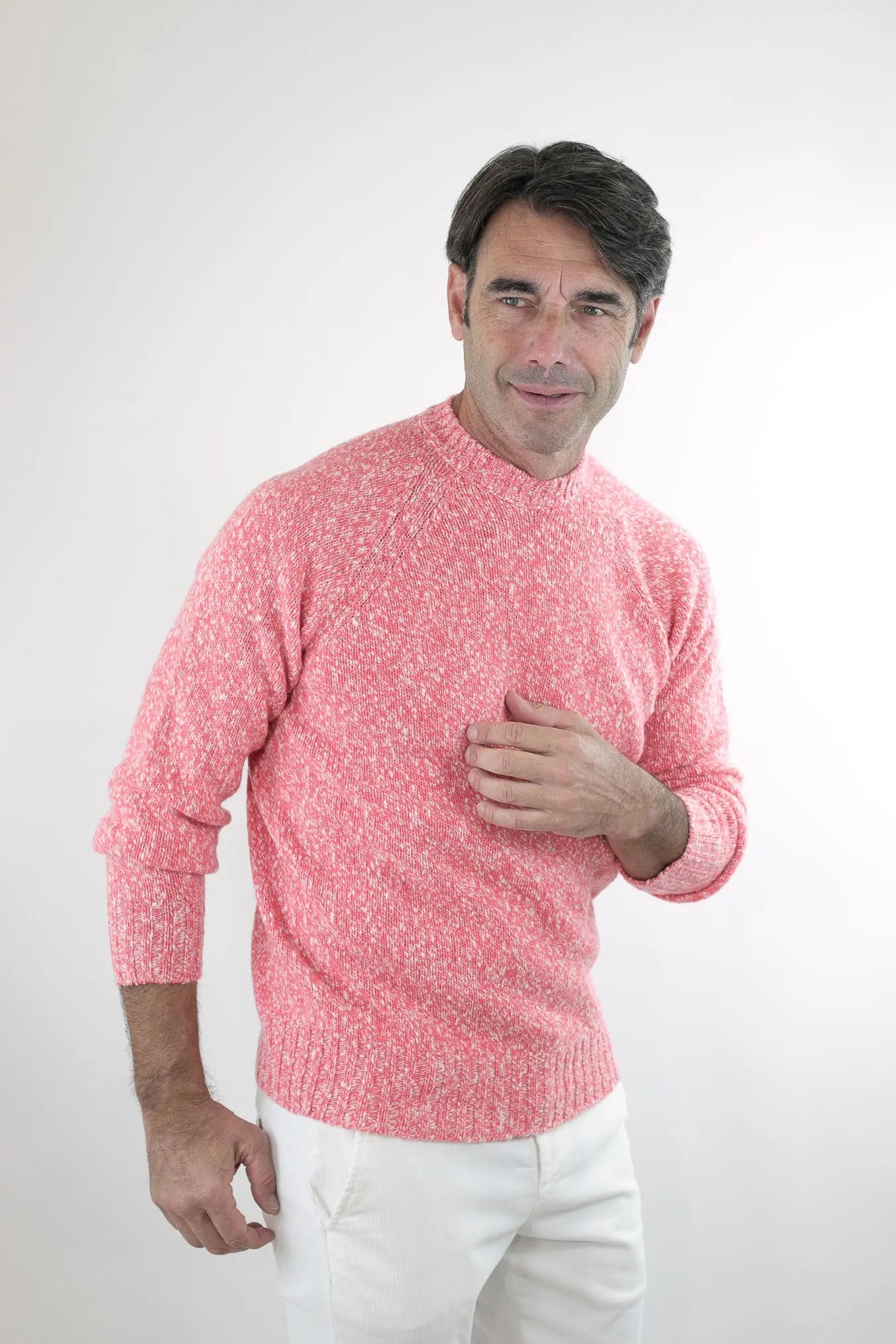 Maglia Girocollo Lambswool Arancio Mèlange - Guarino Store