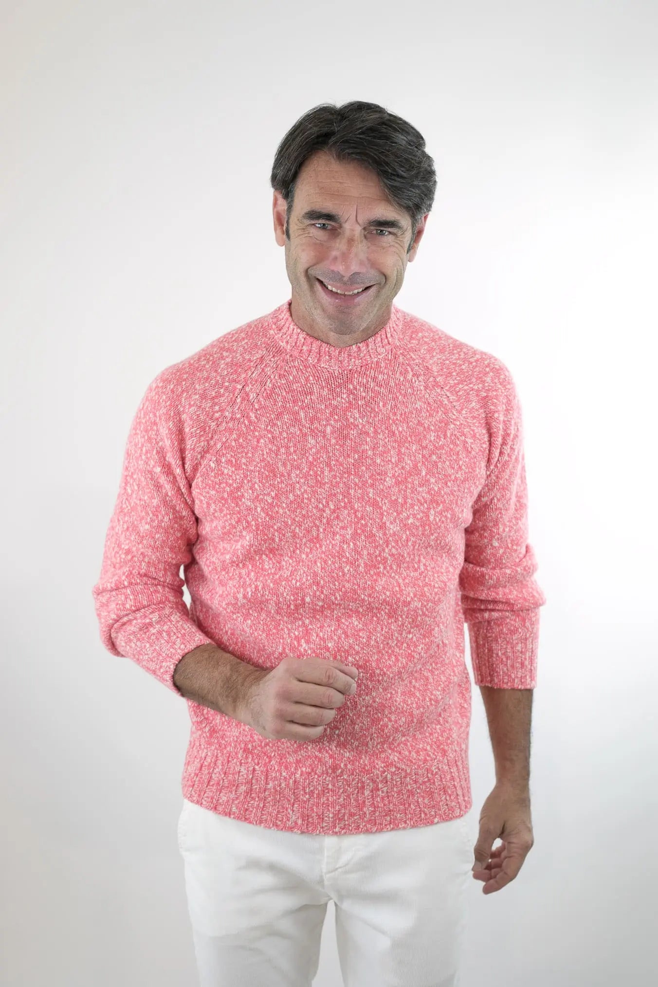 Maglia Girocollo Lambswool Arancio Mèlange - Guarino Store