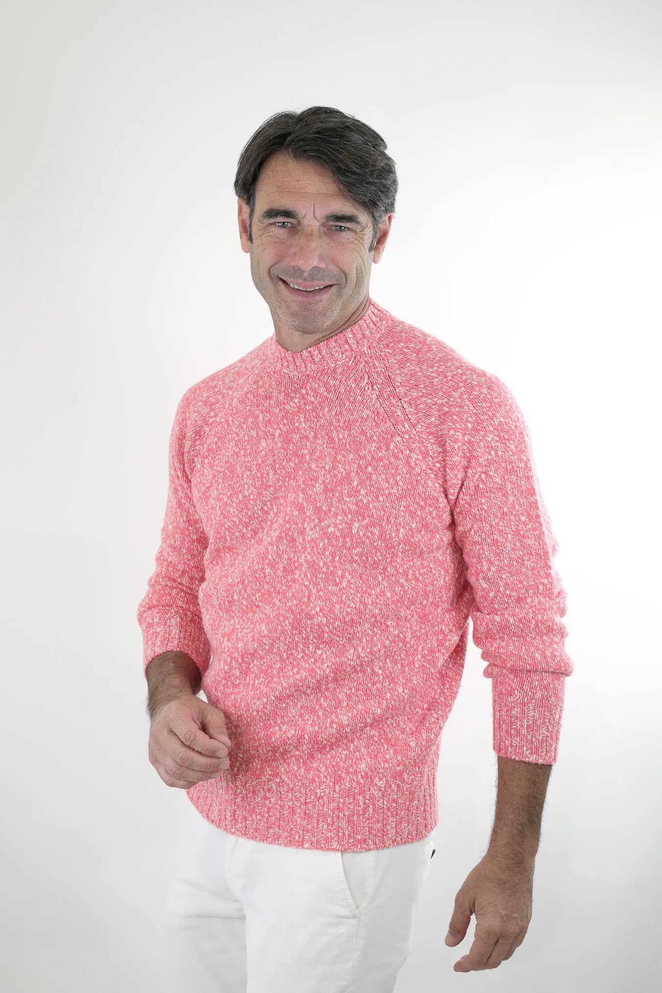 Maglia Girocollo Lambswool Arancio Mèlange - Guarino Store