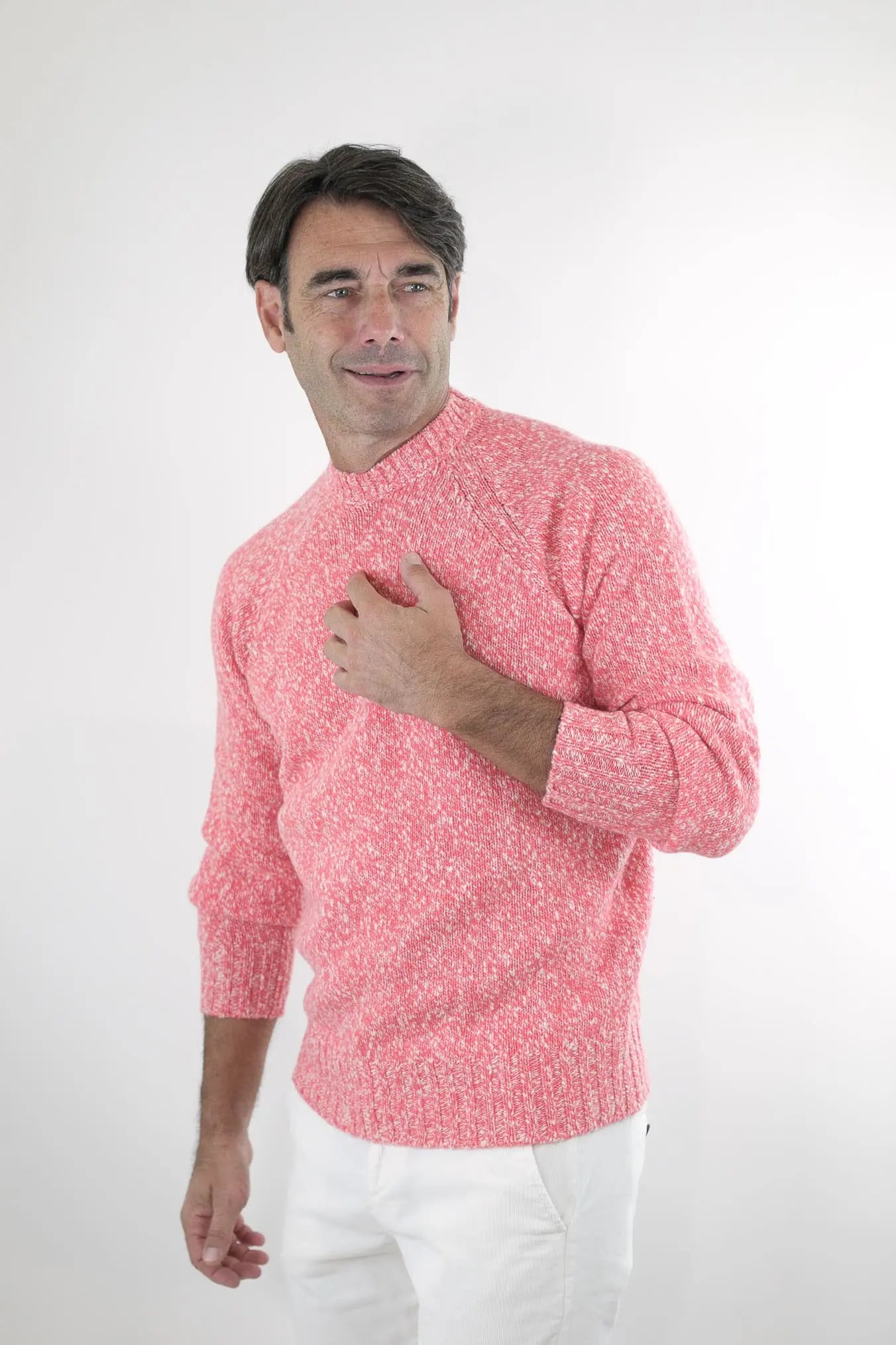 Maglia Girocollo Lambswool Arancio Mèlange - Guarino Store