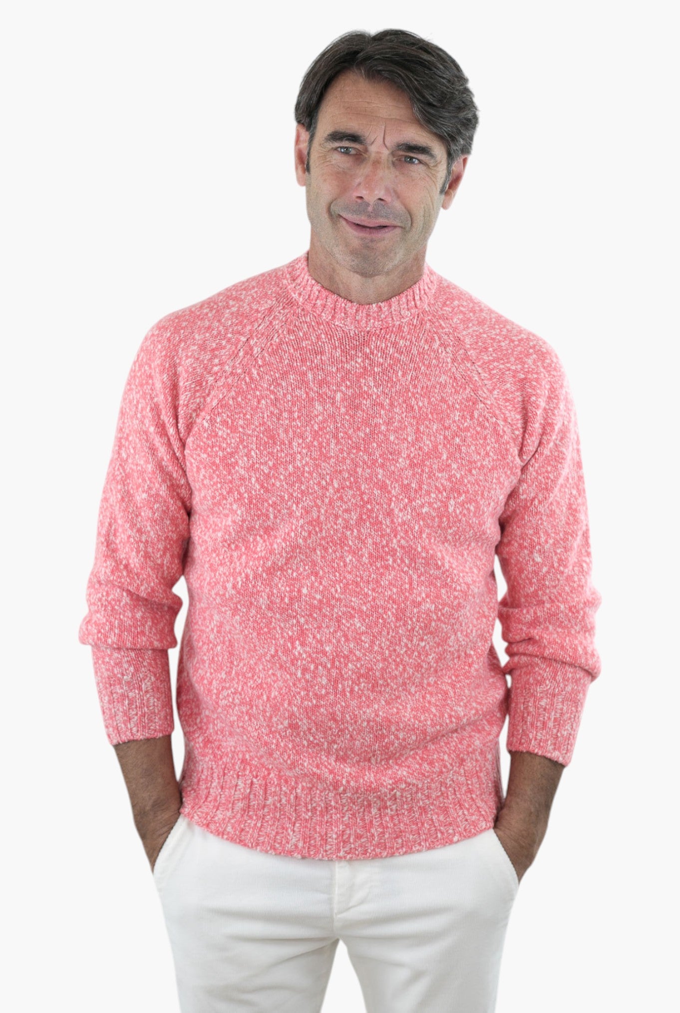 Maglia Girocollo Lambswool Arancio Mèlange - Guarino Store