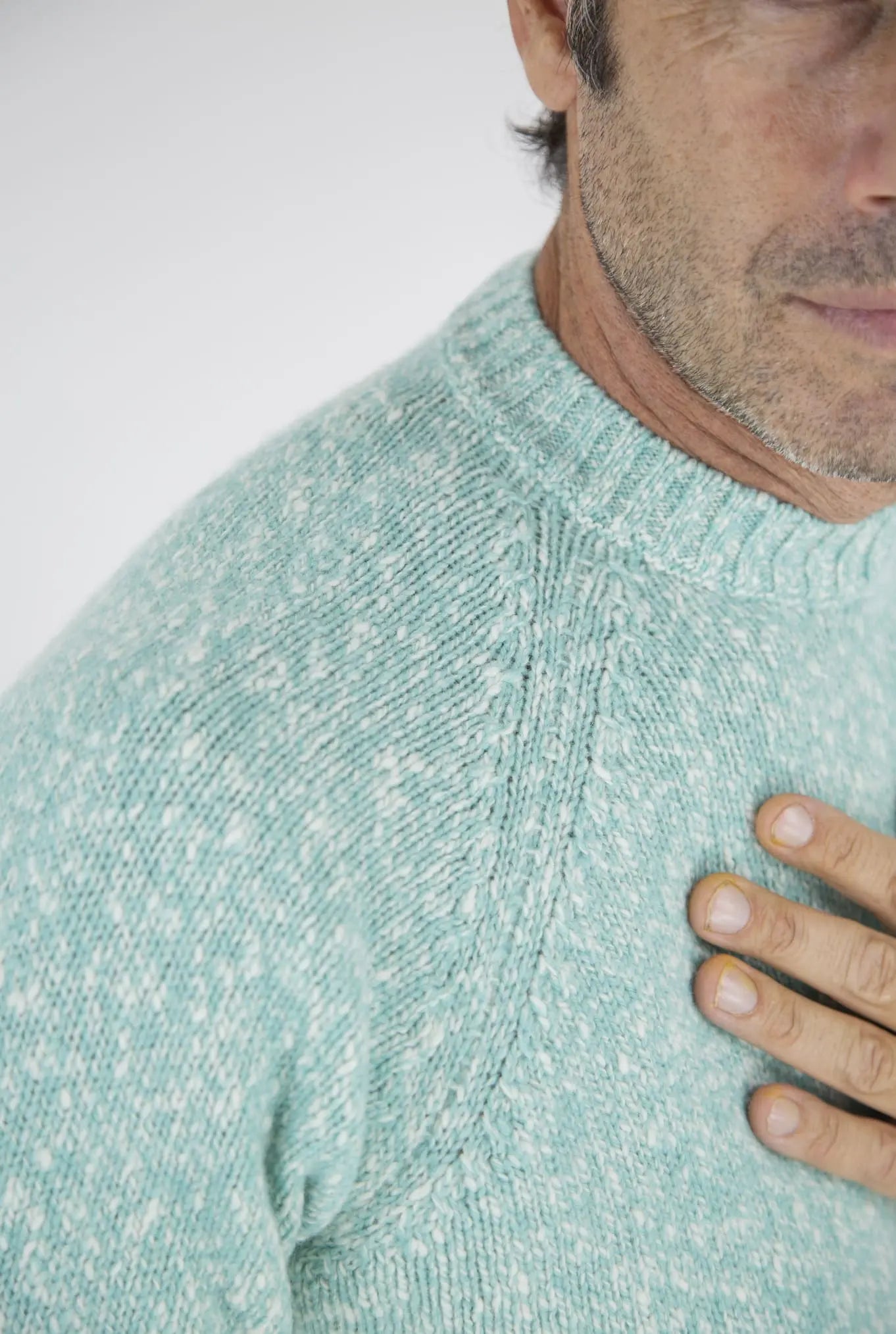 Maglia Girocollo Lambswool Verde Mèlange - Guarino Store