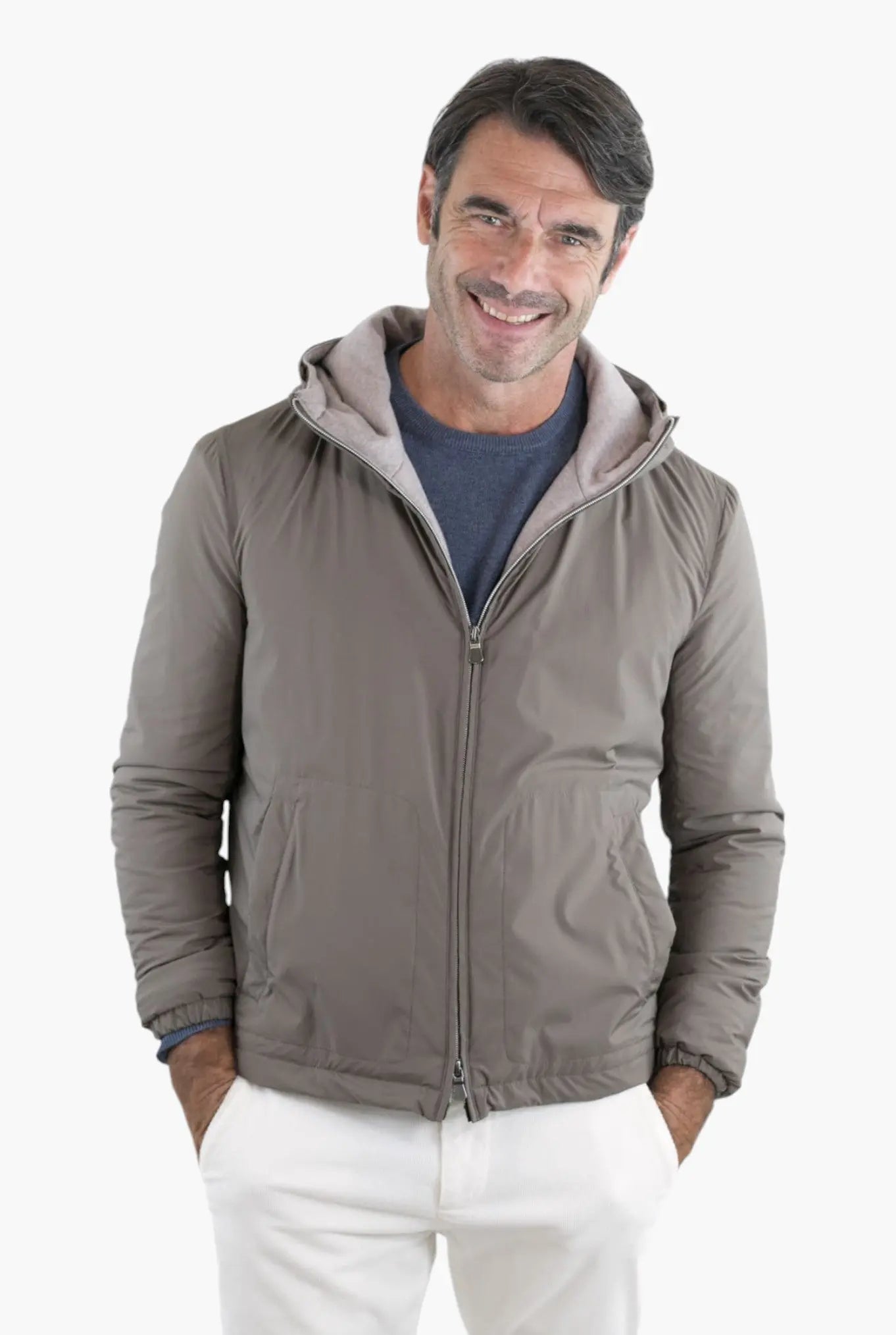 Giubbino con Cappuccio Airstop Foderato in Cashmere Beige - Guarino Store