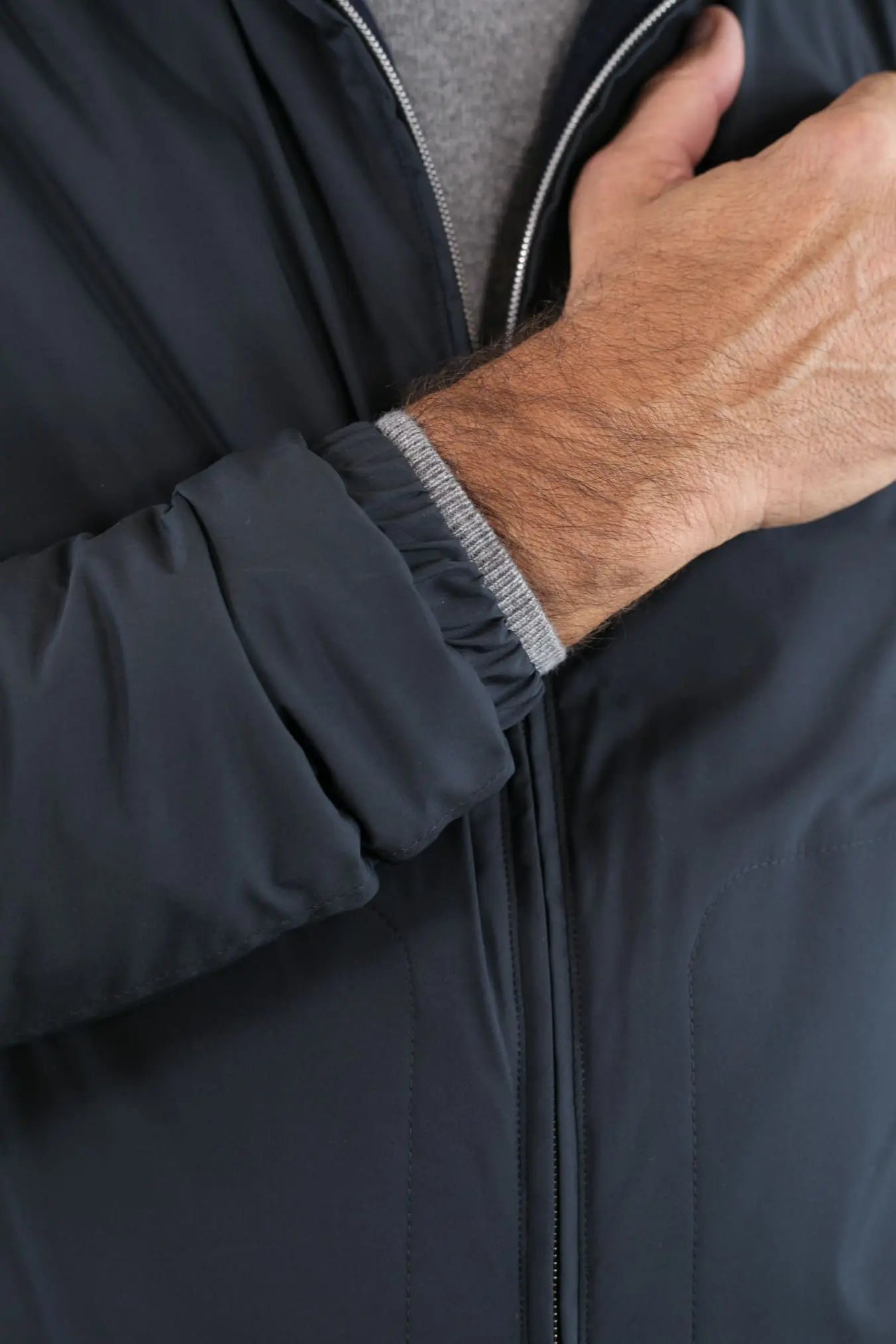Giubbino con Cappuccio Airstop Foderato in Cashmere Blu Scuro - Guarino Store