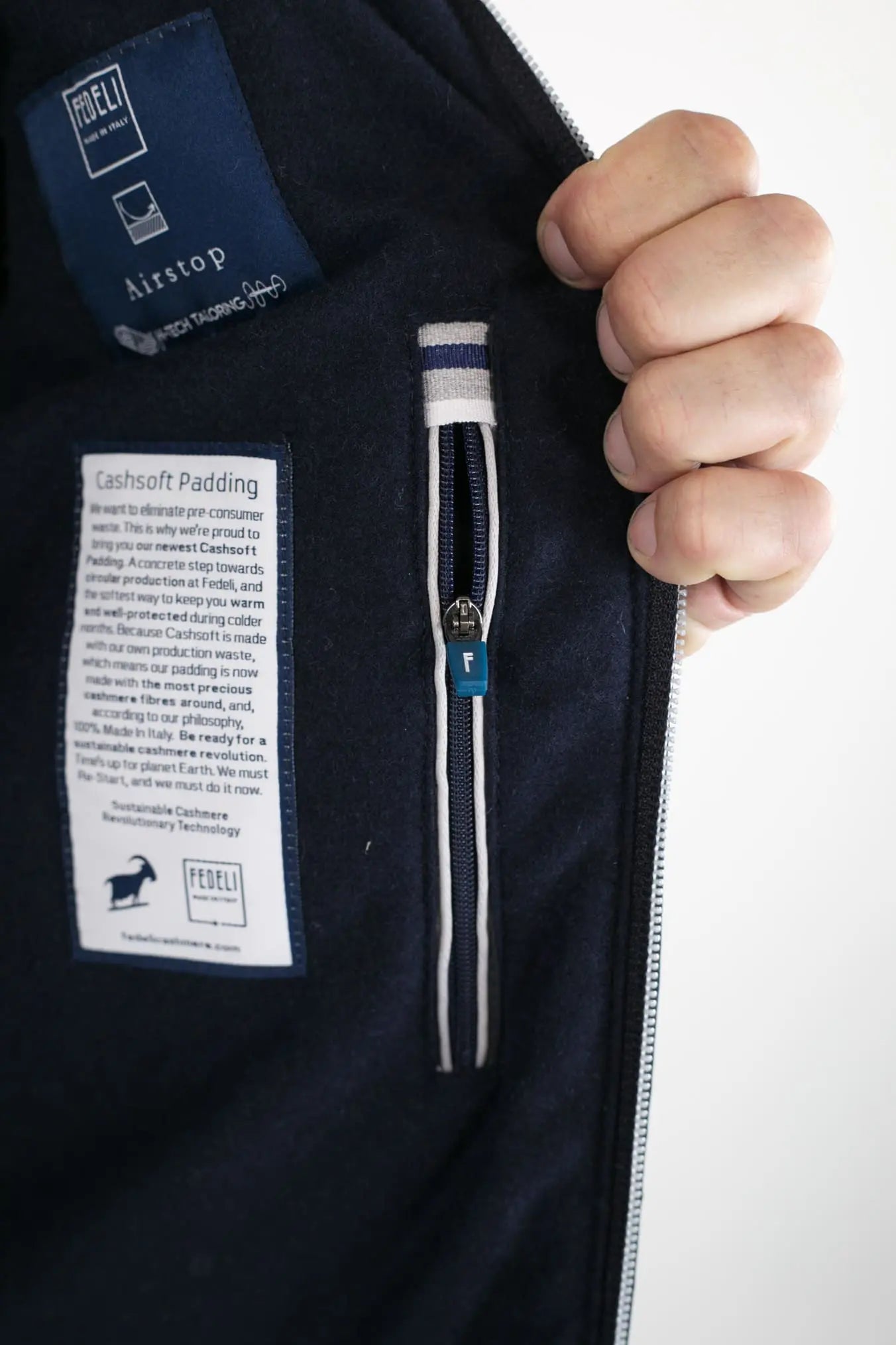 Giubbino con Cappuccio Airstop Foderato in Cashmere Blu Scuro - Guarino Store
