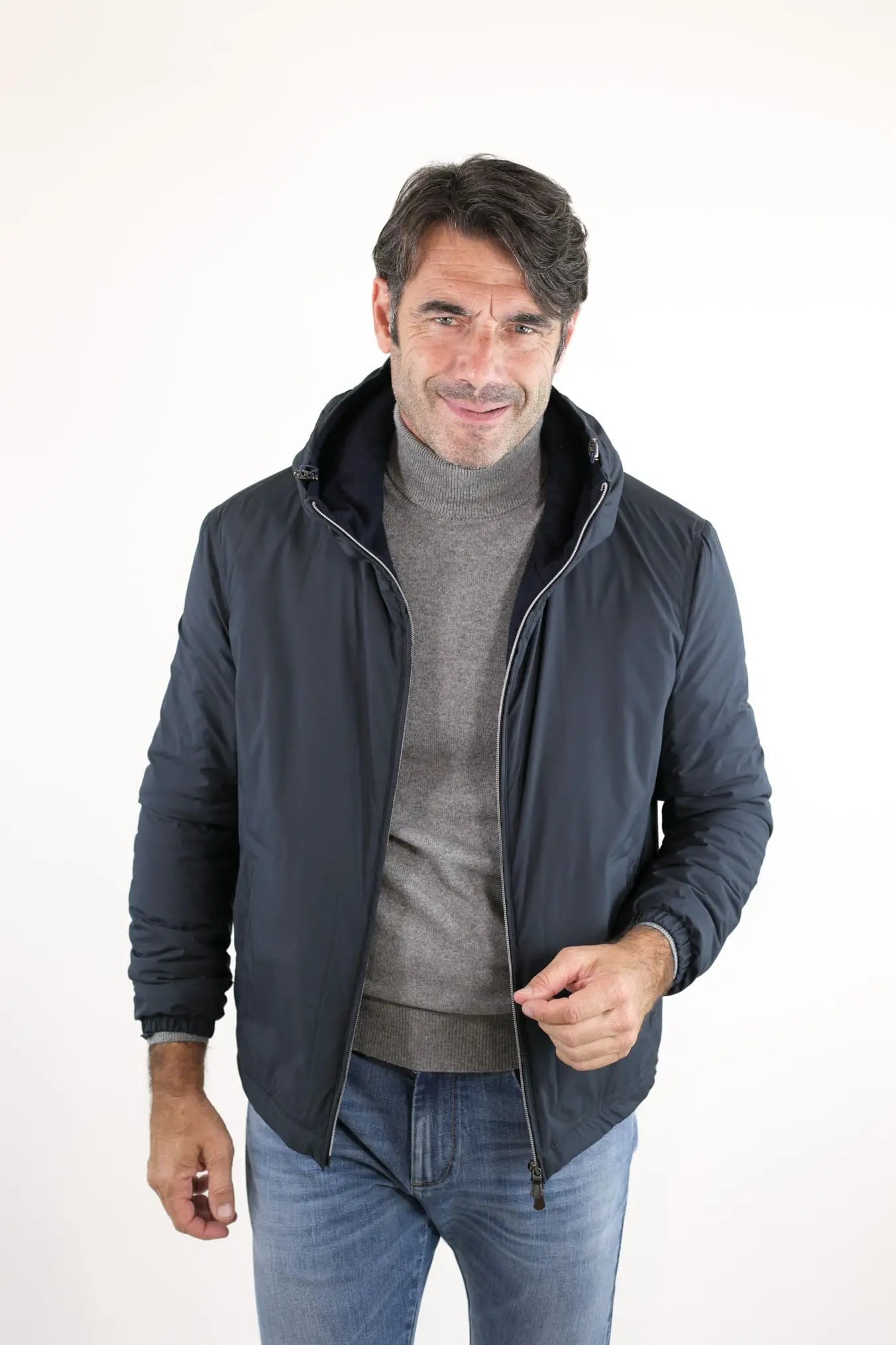 Giubbino con Cappuccio Airstop Foderato in Cashmere Nero - Guarino Store