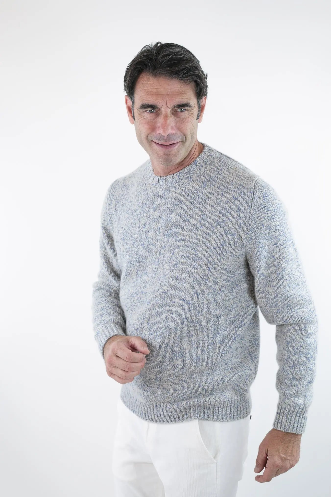 Girocollo Cashmere Azzurro Mélange - Guarino Store