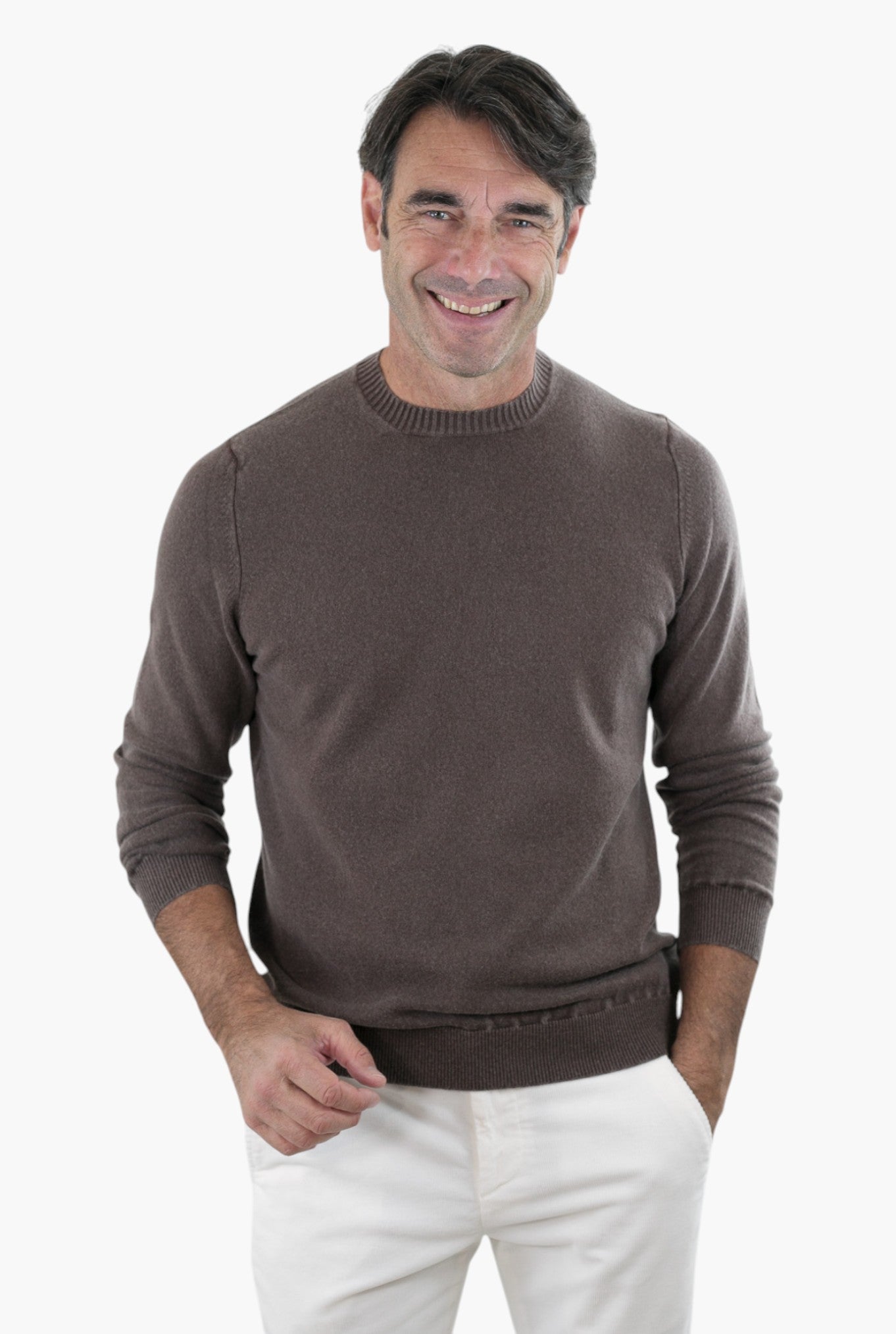 Girocollo Argentina Frosted Cashmere Marrone - Guarino Store