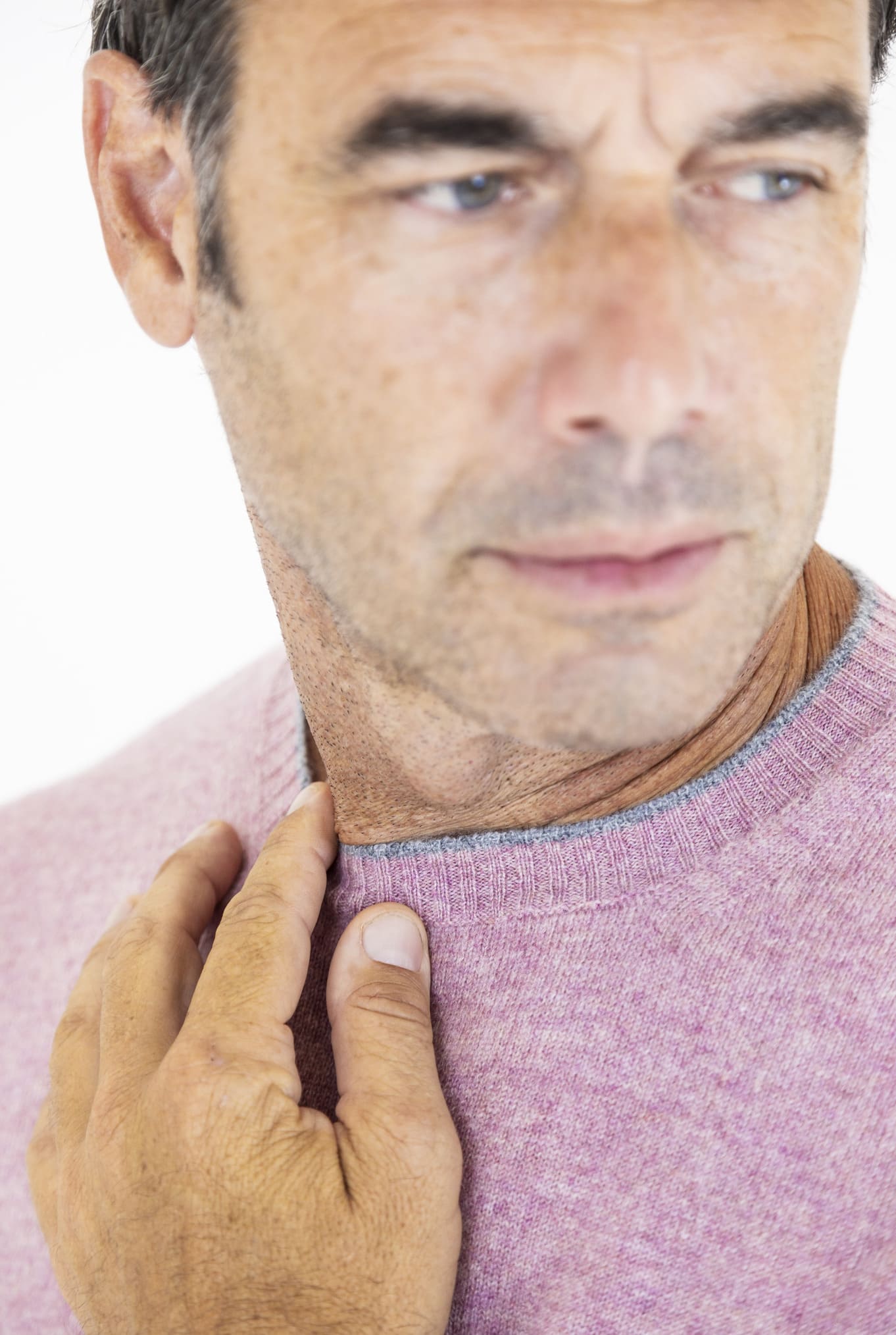 Maglia Girocollo Cashmere Bicolore Lampone Mélange - Guarino Store