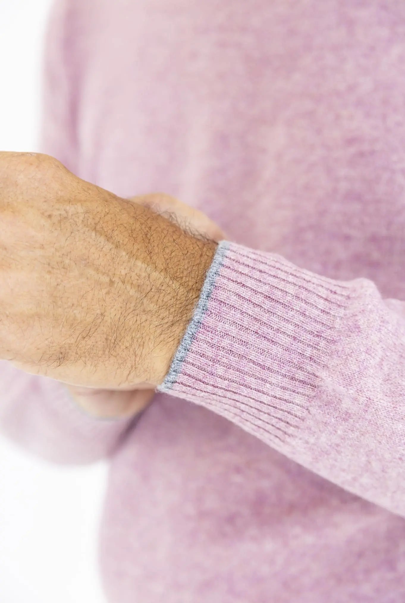 Maglia Girocollo Cashmere Bicolore Lampone Mélange - Guarino Store