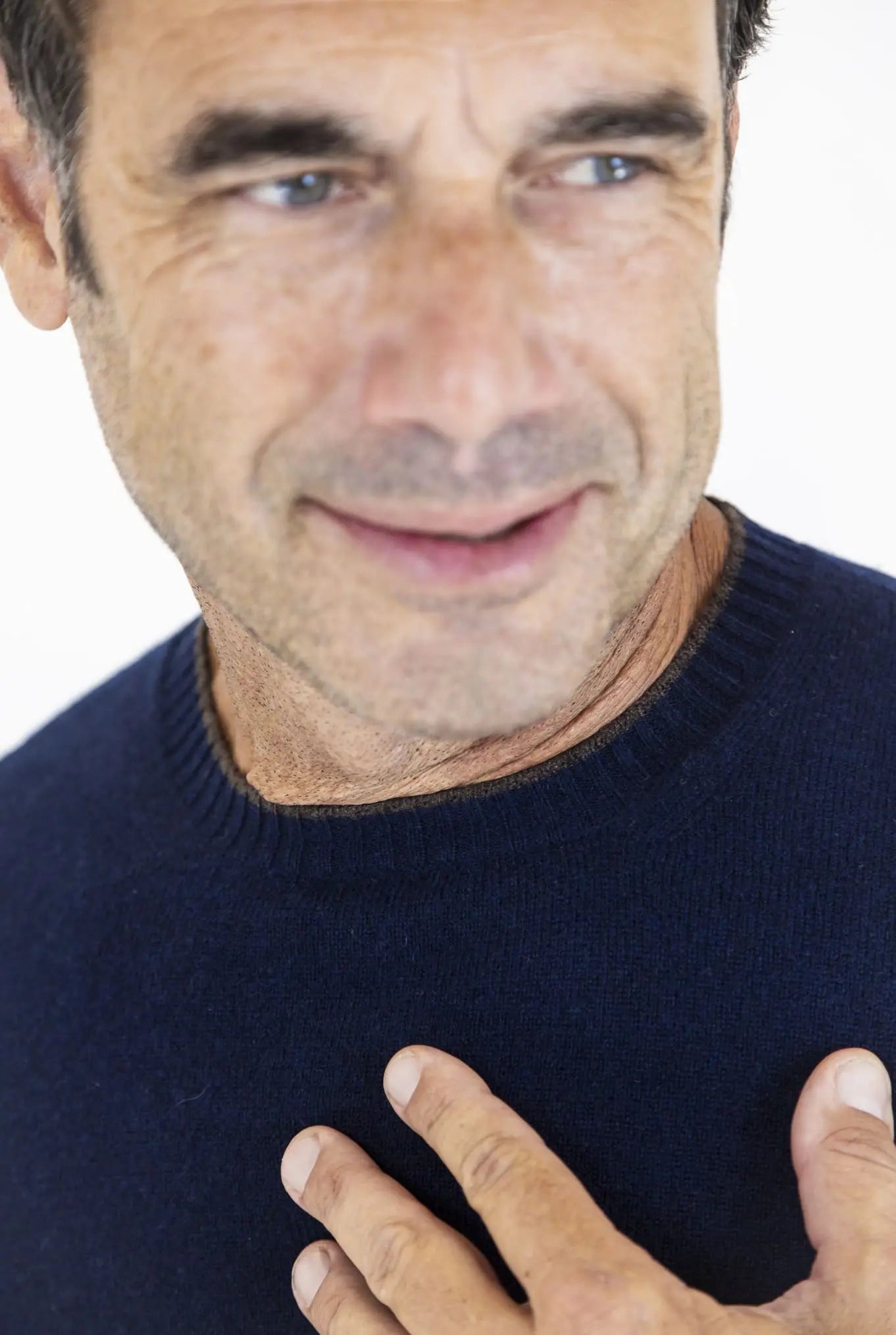Maglia Girocollo Cashmere Bicolore Blu Scuro - Guarino Store