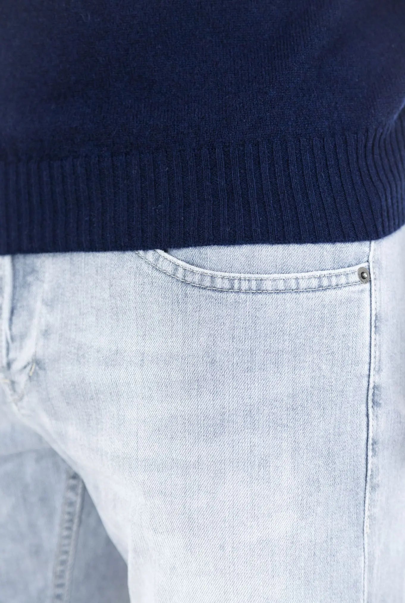 Maglia Girocollo Cashmere Bicolore Blu Scuro - Guarino Store
