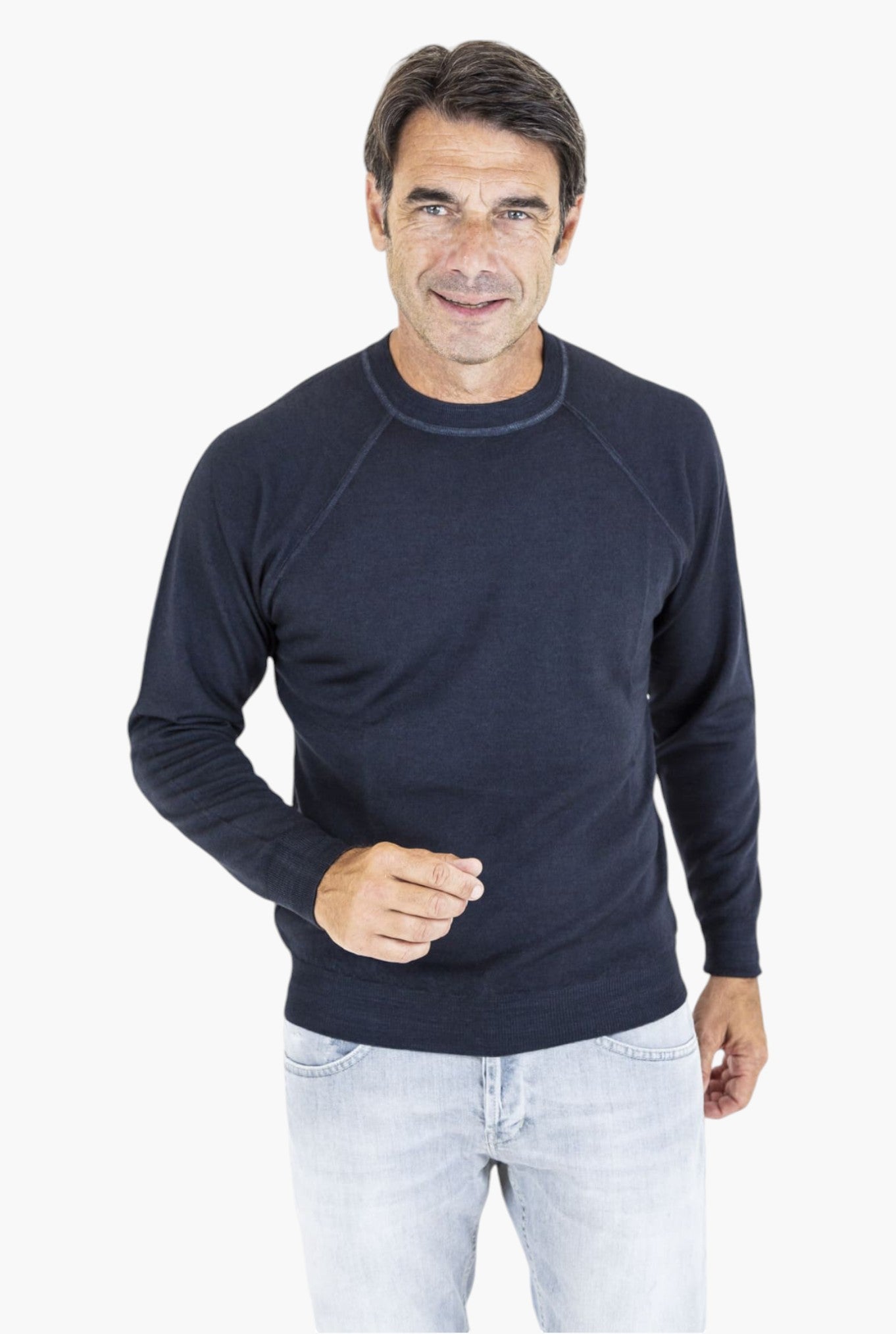 Maglia Girocollo Raglan Nero Washed - Guarino Store