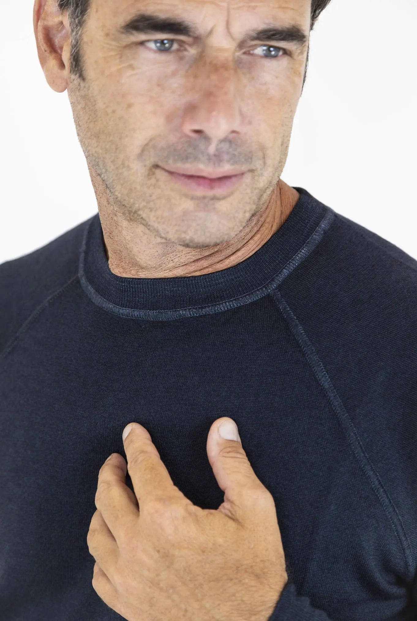 Maglia Girocollo Raglan Nero Washed - Guarino Store