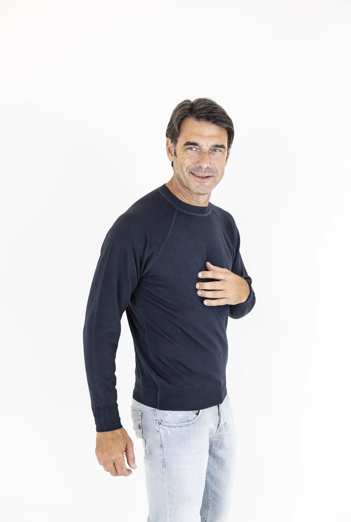 Maglia Girocollo Raglan Nero Washed - Guarino Store