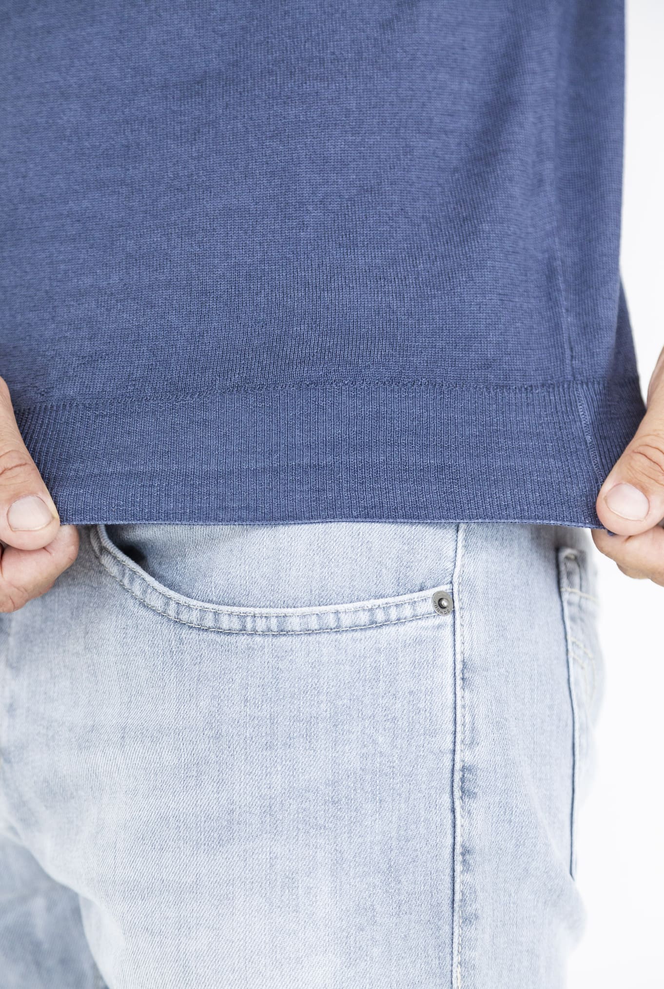 Maglia Girocollo Raglan Blu Denim Washed - Guarino Store