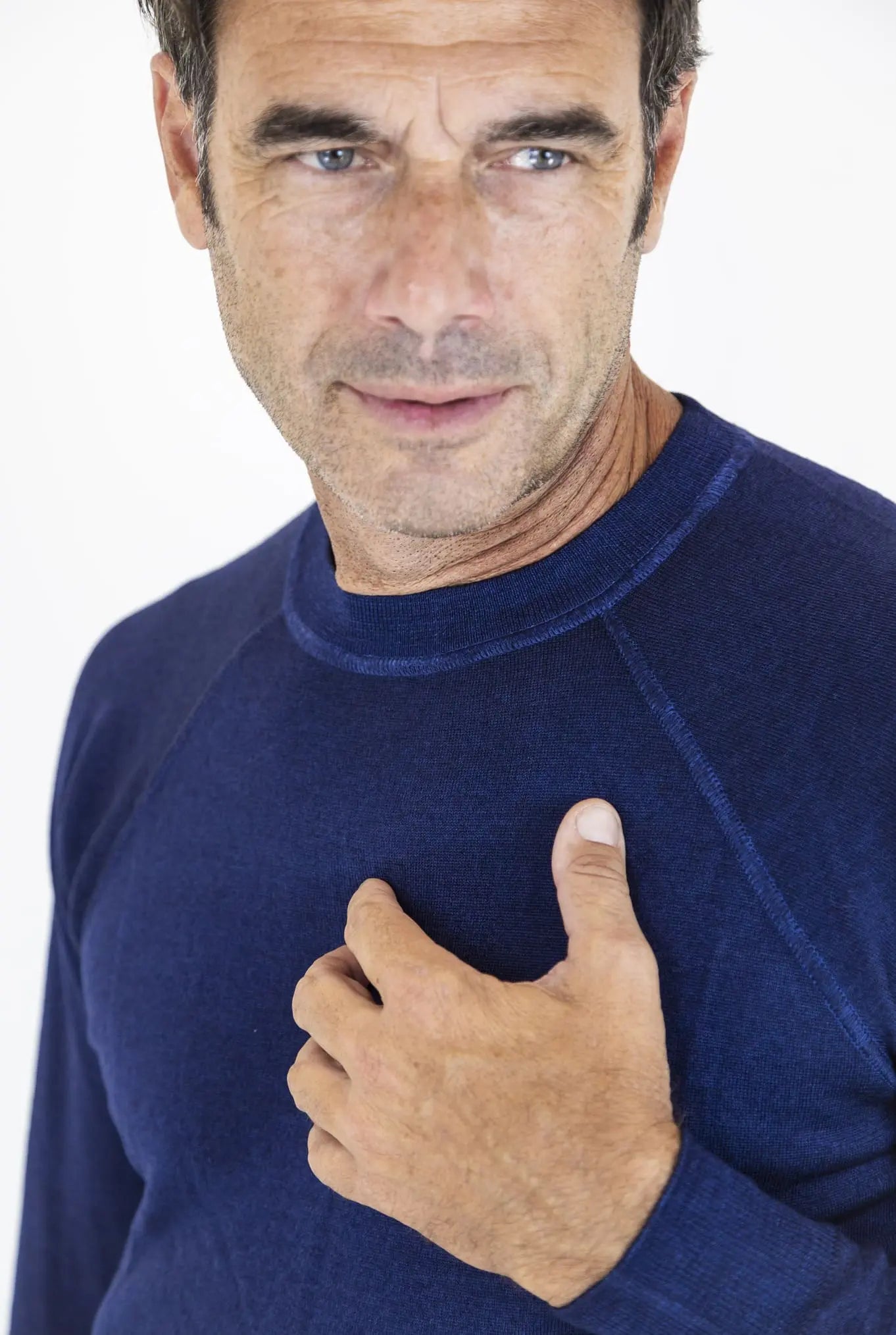 Maglia Girocollo Raglan Blu Royal Washed - Guarino Store