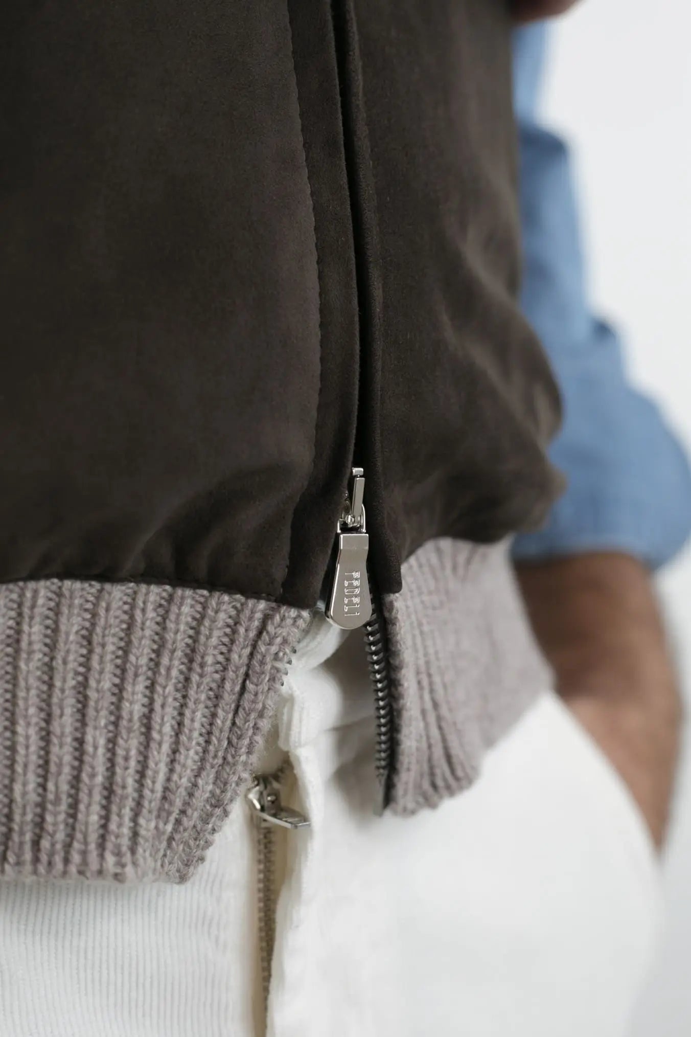 Gilet Cashmere e Suede Testa di Moro/Beige - Guarino Store