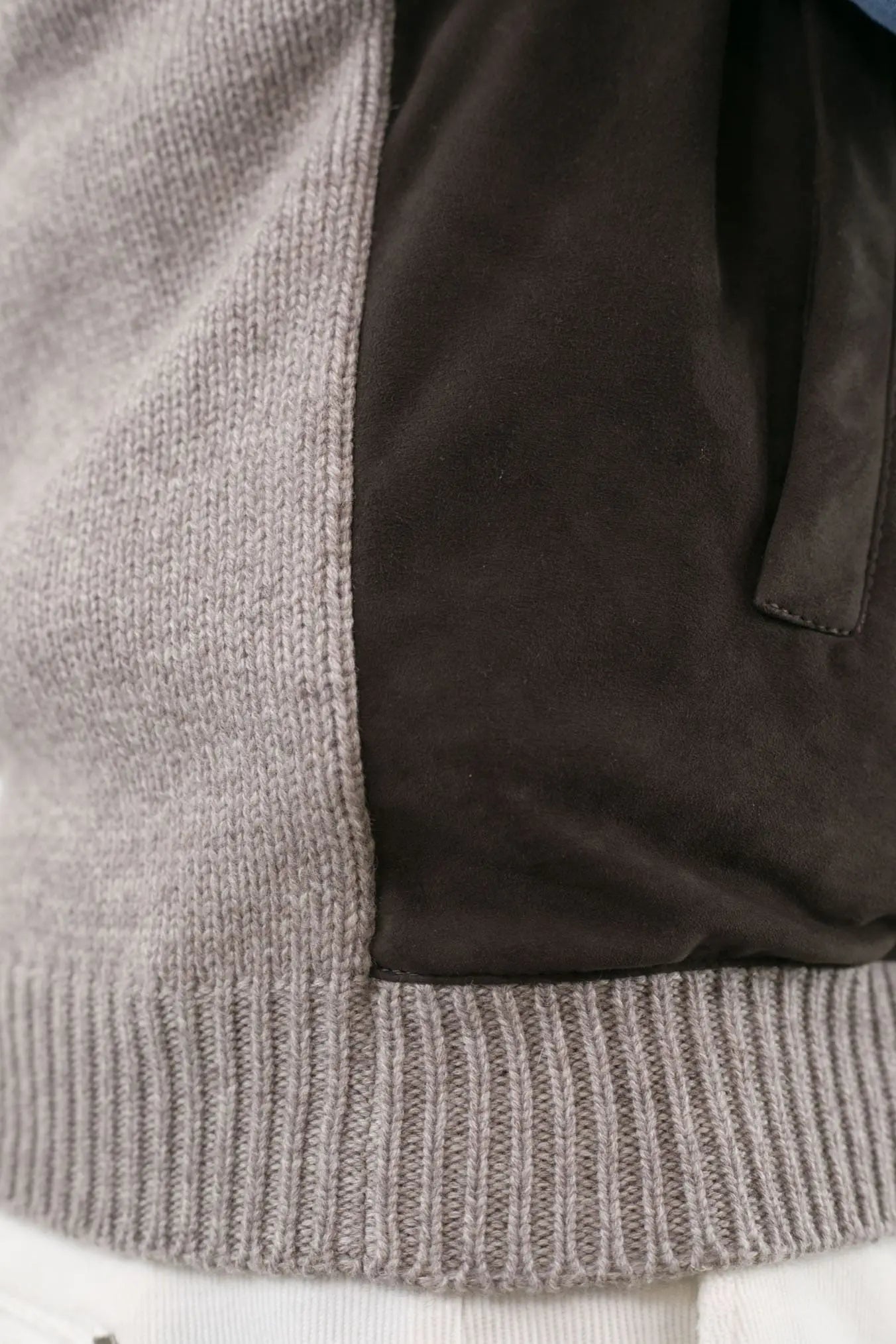 Gilet Cashmere e Suede Testa di Moro/Beige - Guarino Store