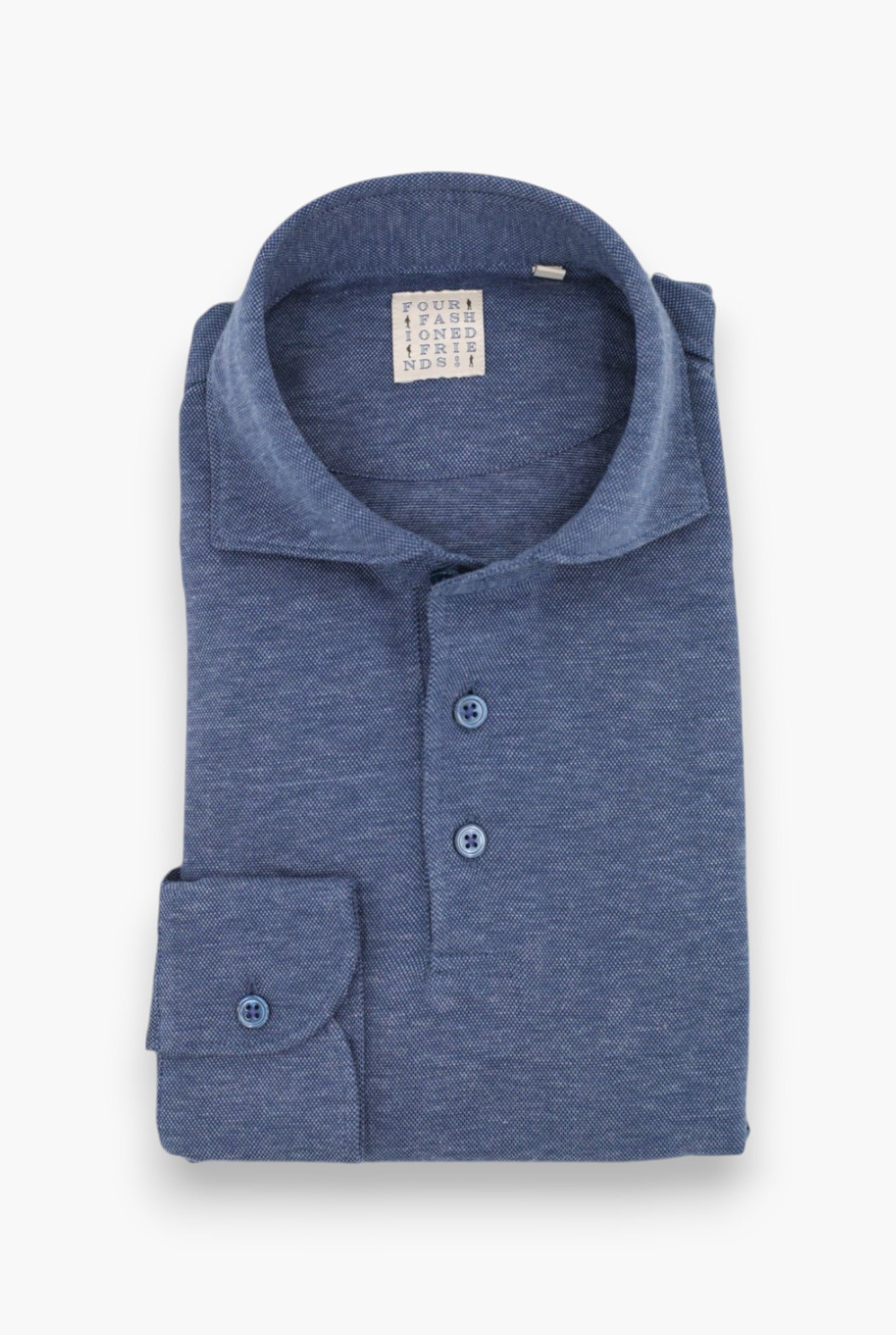 Polo Jersey Cotone e Cashmere Piquet Bluette Mélange - Guarino Store