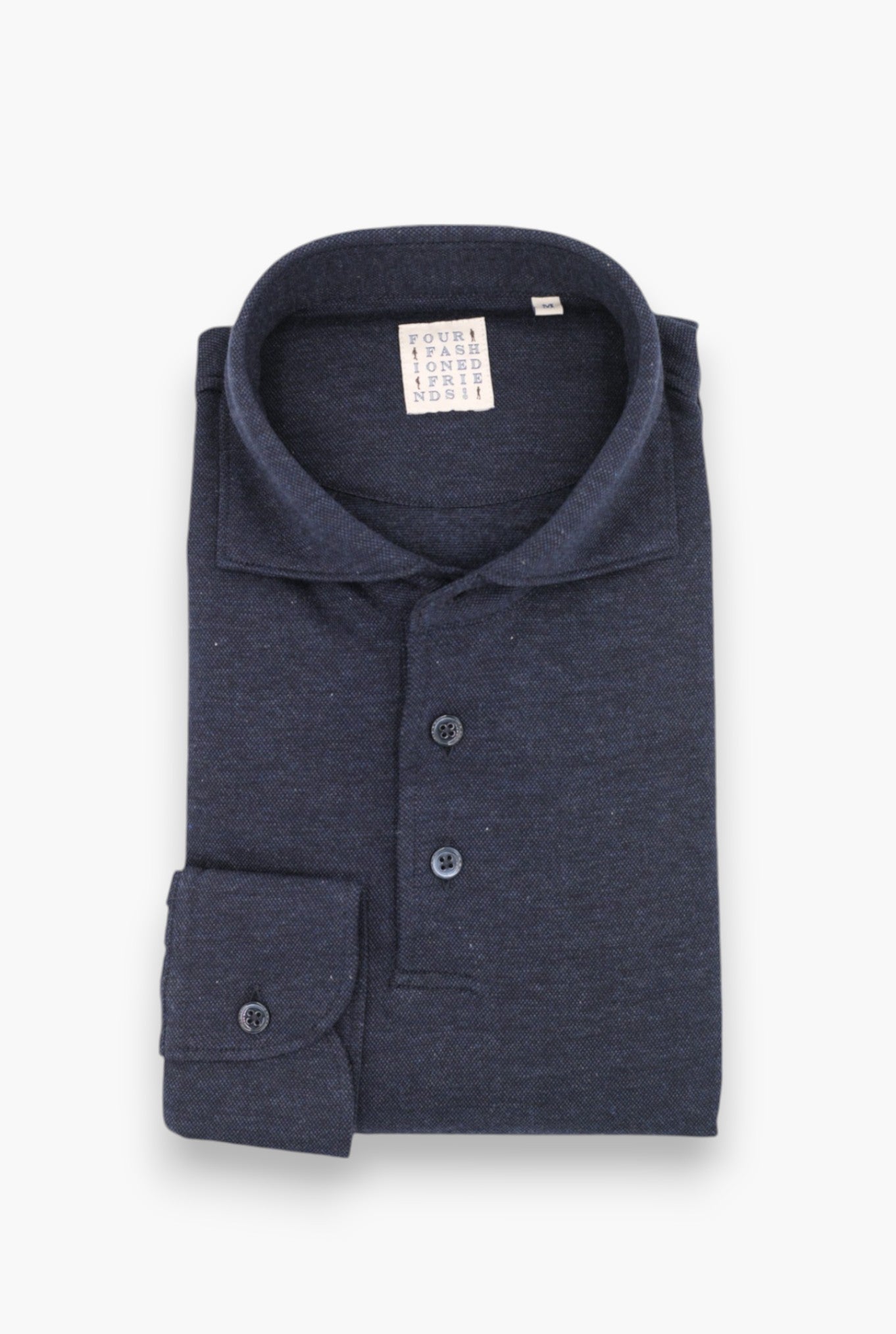Polo Jersey Cotone e Cashmere Piquet Blu Notte Mélange - Guarino Store