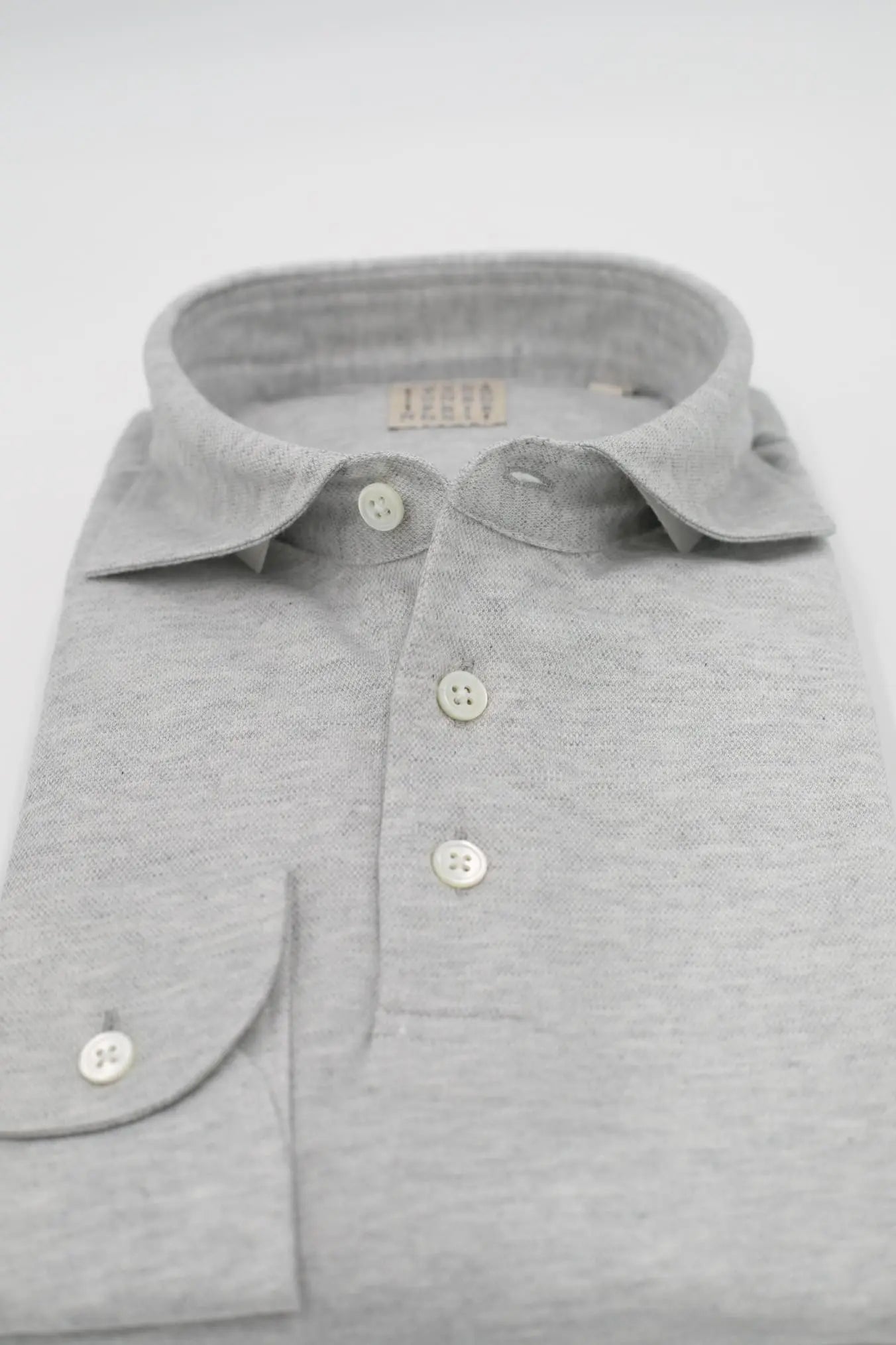 Polo Jersey Cotone e Cashmere Piquet Grigio Chiaro Mélange - Guarino Store