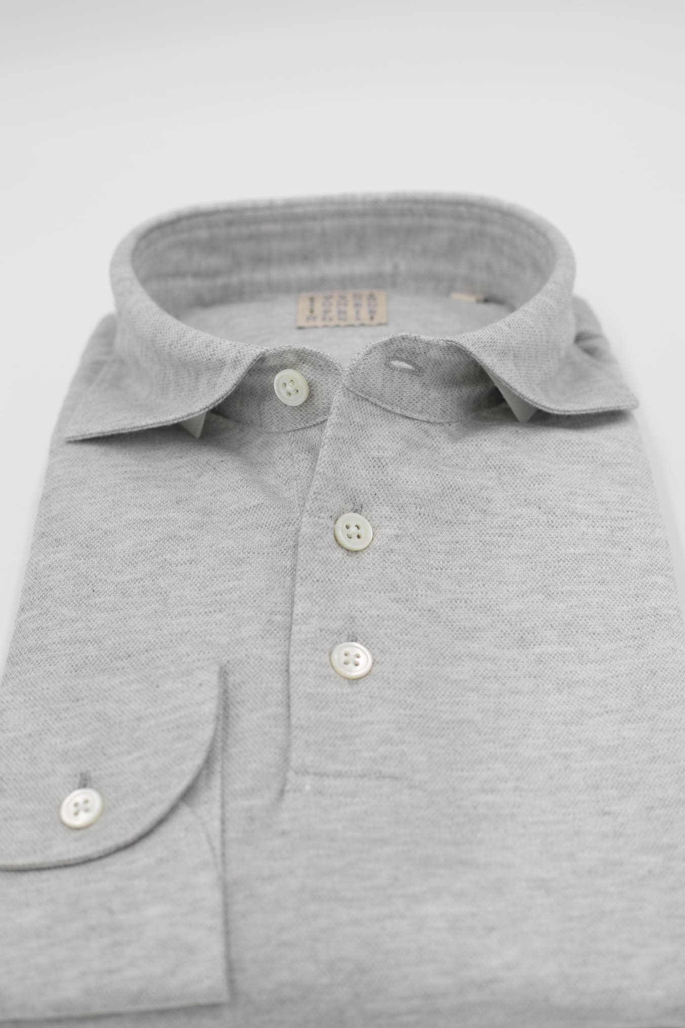 Polo Jersey Cotone e Cashmere Piquet Grigio Chiaro Mélange - Guarino Store