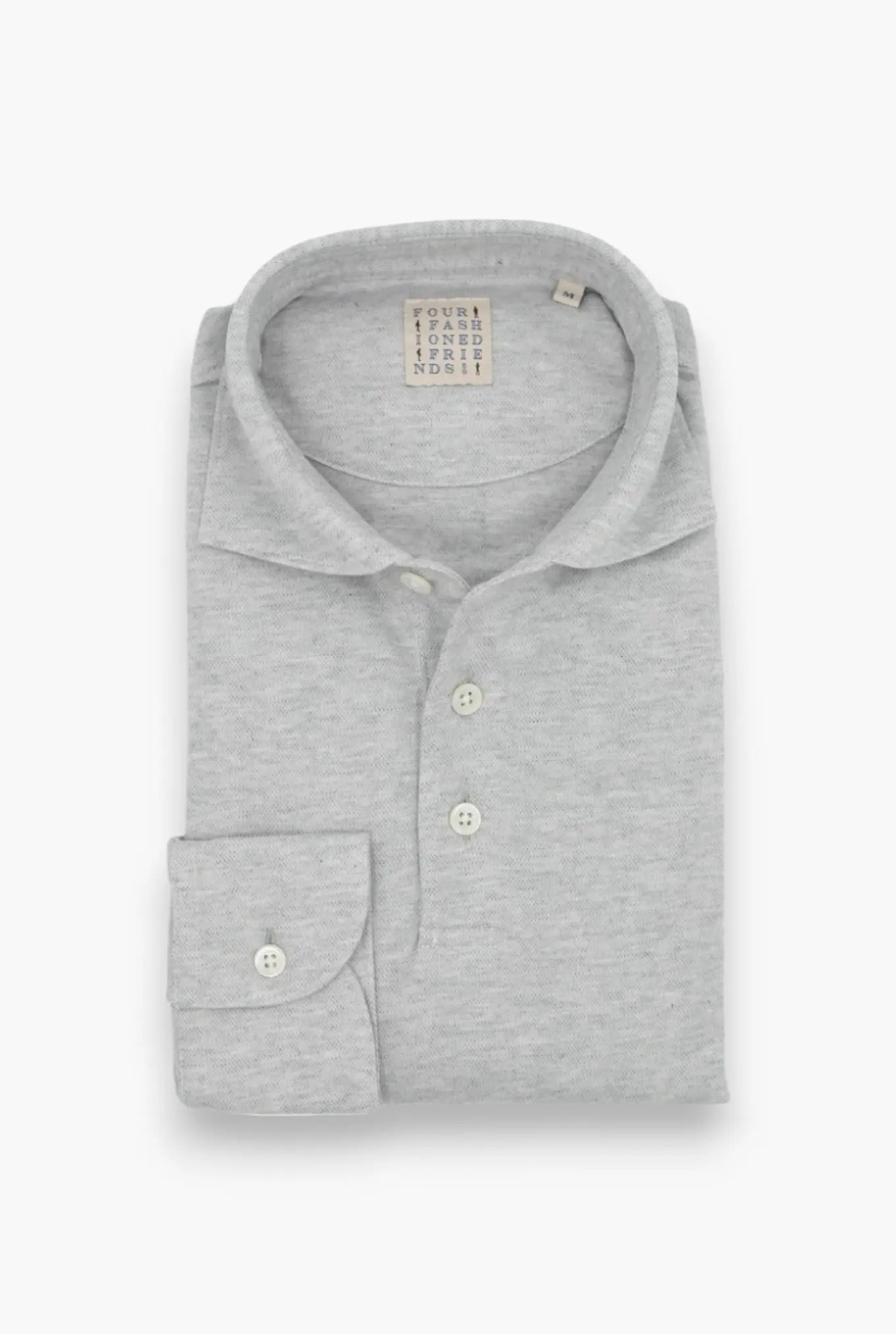 Polo Jersey Cotone e Cashmere Piquet Grigio Chiaro Mélange - Guarino Store