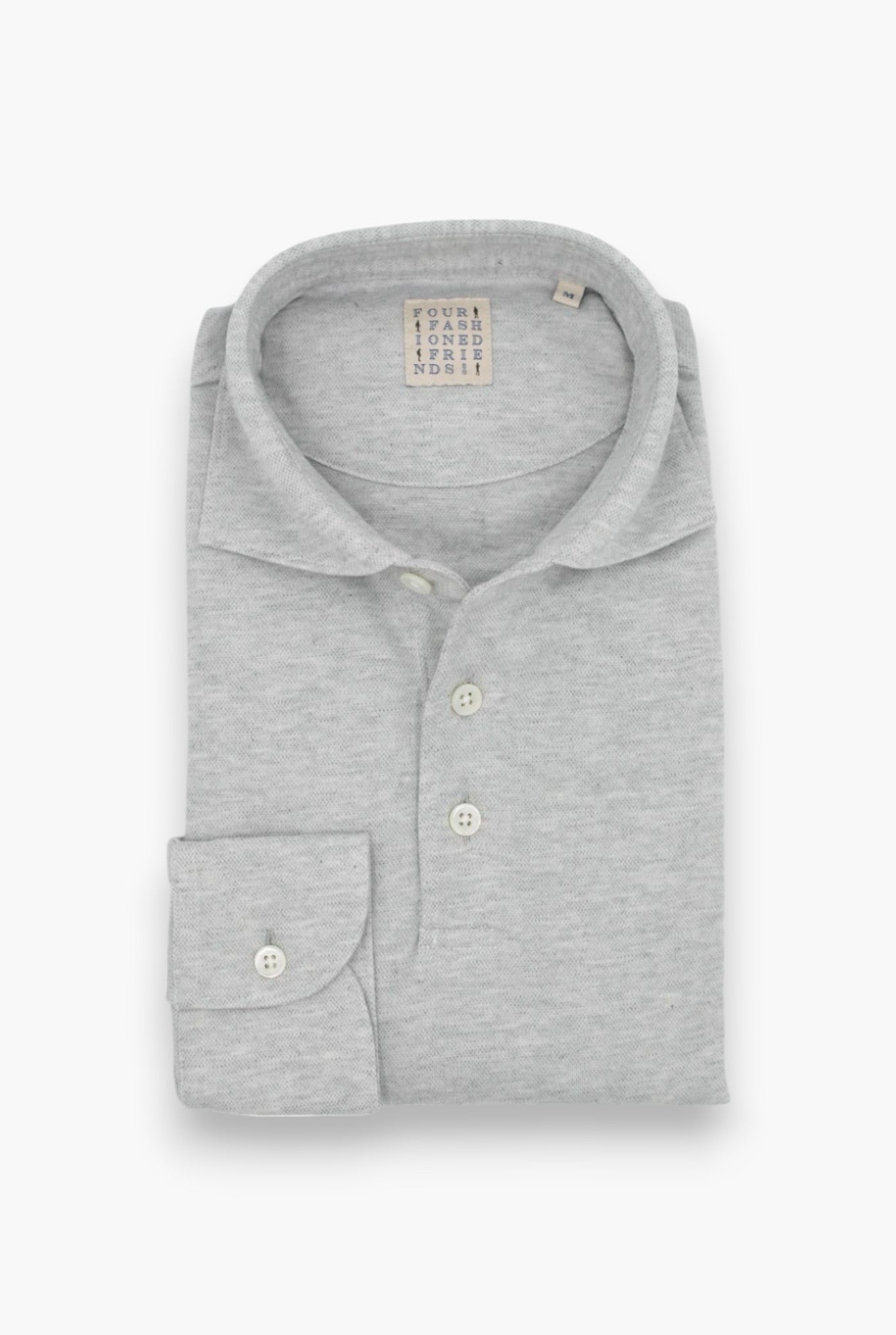 Polo Jersey Cotone e Cashmere Piquet Grigio Chiaro Mélange - Guarino Store