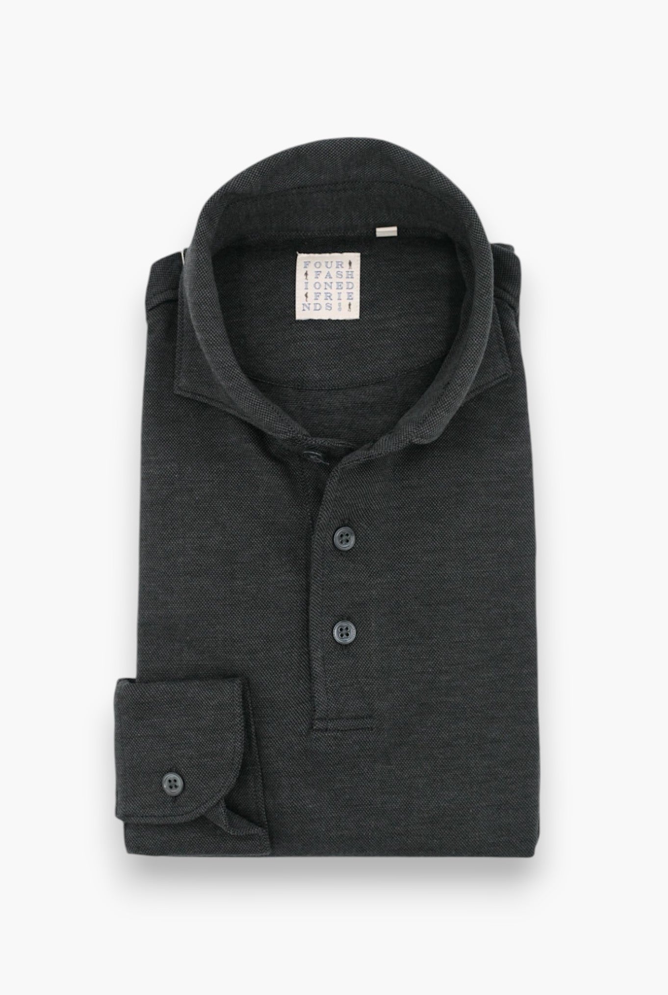 Polo Jersey Cotone e Cashmere Piquet Grigio Scuro Mélange - Guarino Store