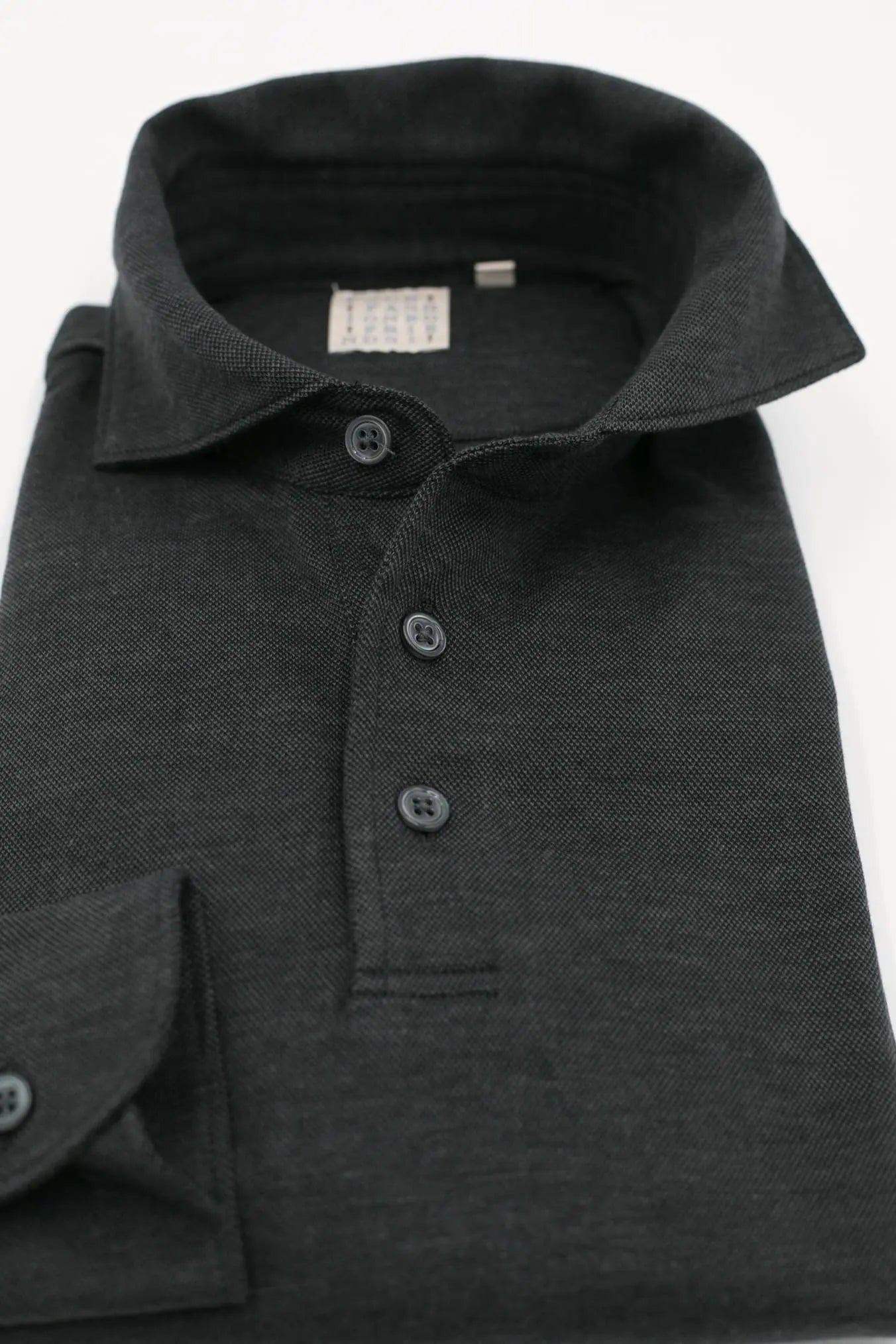 Polo Jersey Cotone e Cashmere Piquet Grigio Scuro Mélange - Guarino Store