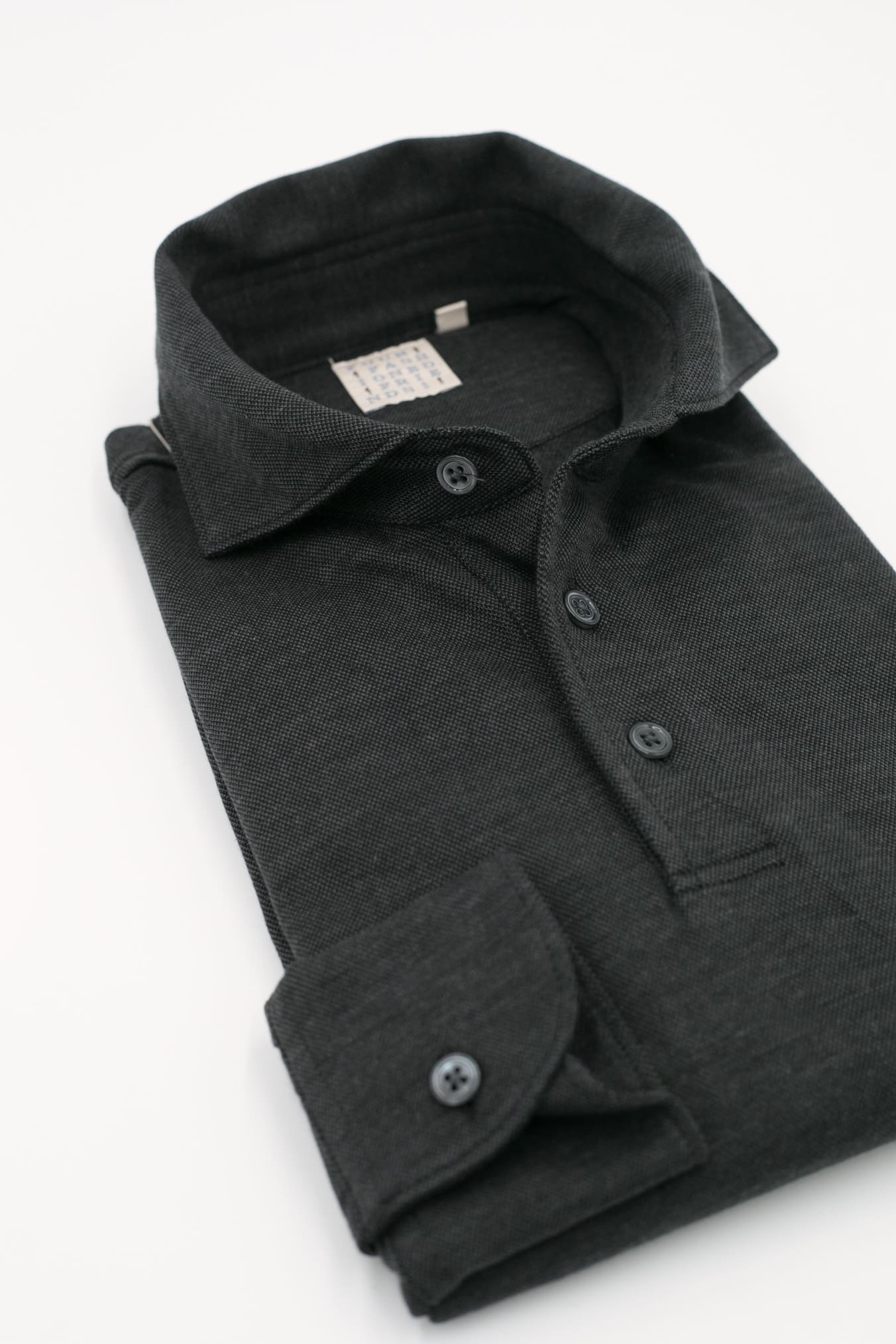 Polo Jersey Cotone e Cashmere Piquet Grigio Scuro Mélange - Guarino Store