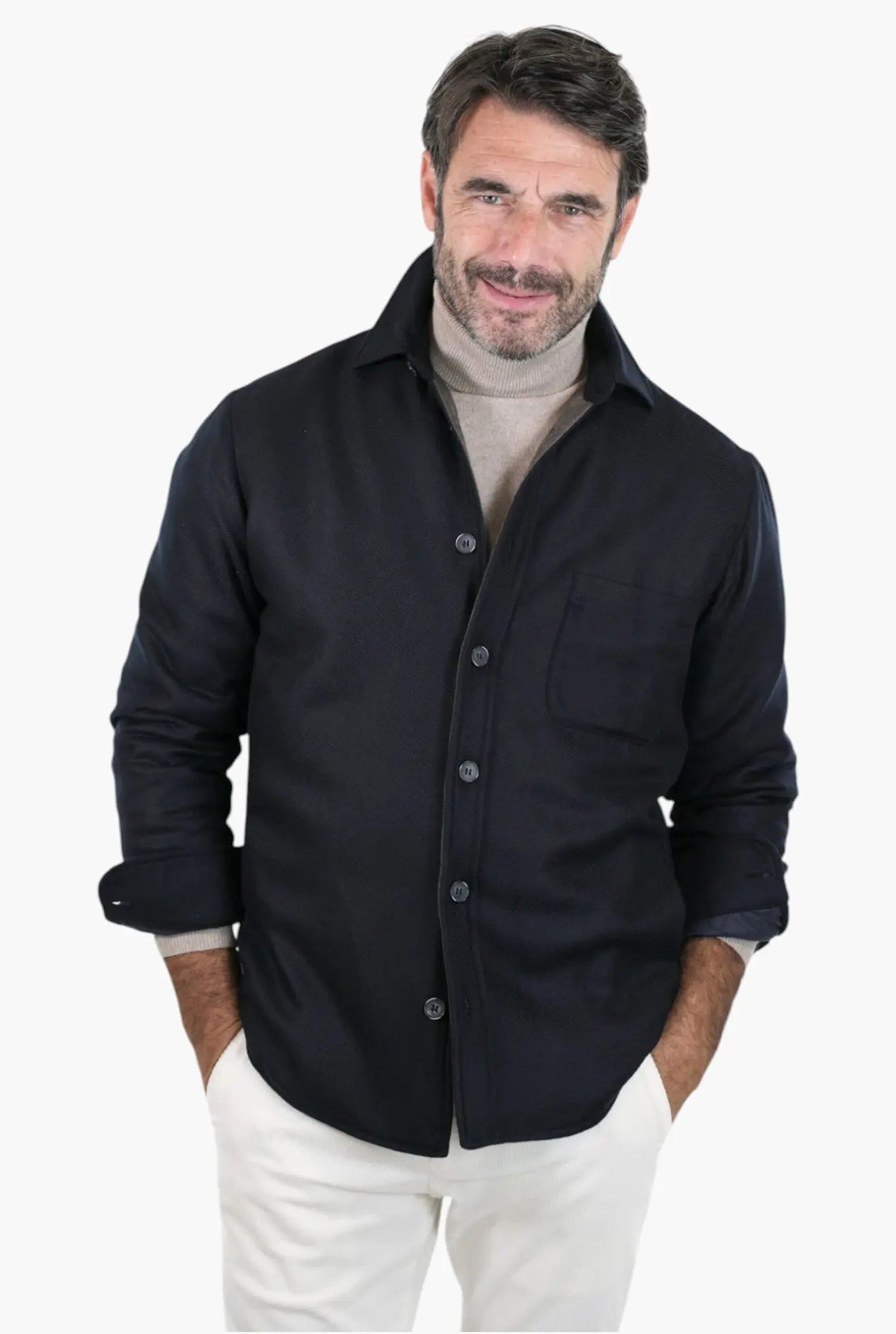 FFF Overshirt Cashmere Lanificio di Pray Blu Scuro