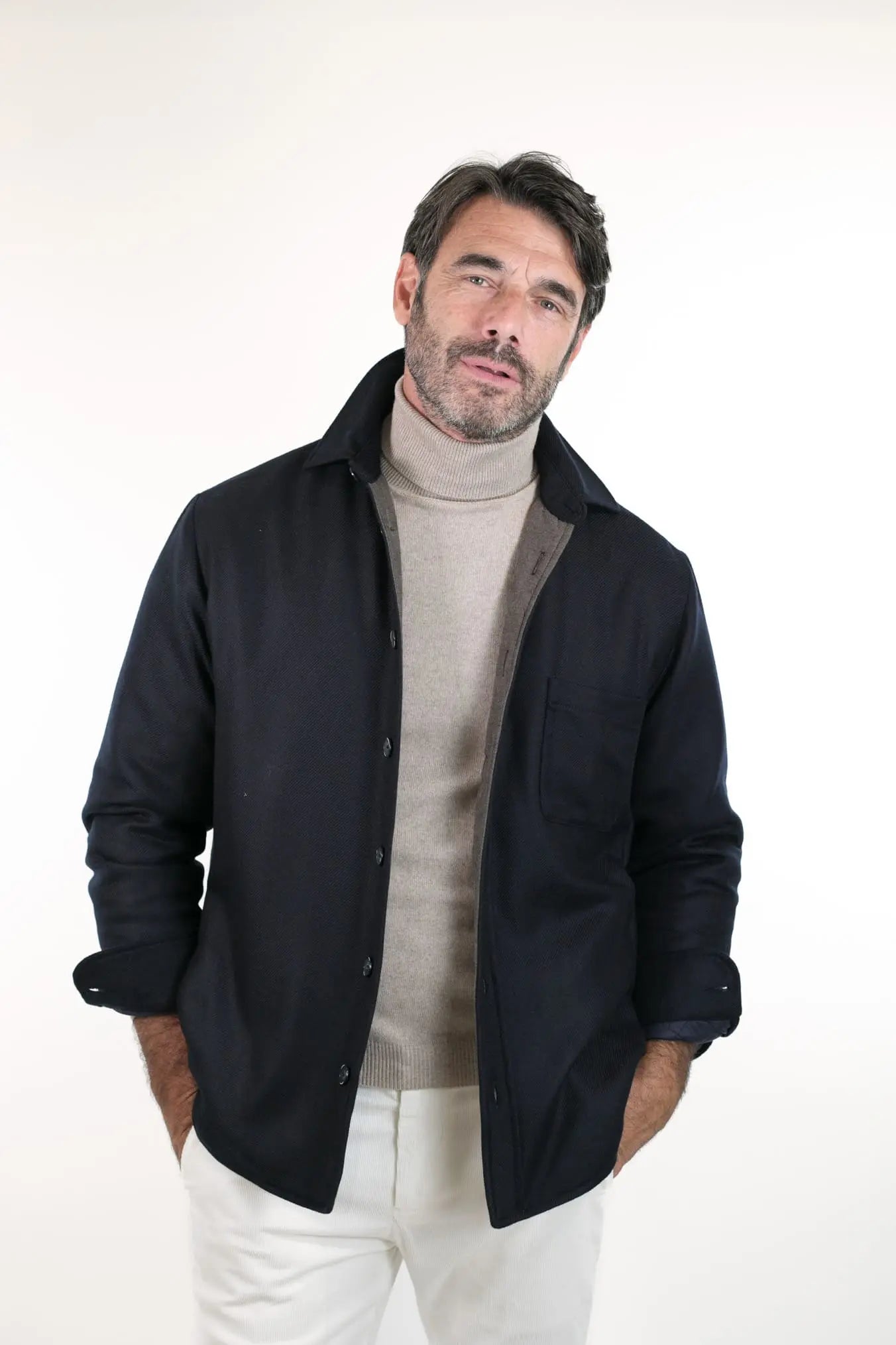 FFF Overshirt Cashmere Lanificio di Pray Blu Scuro