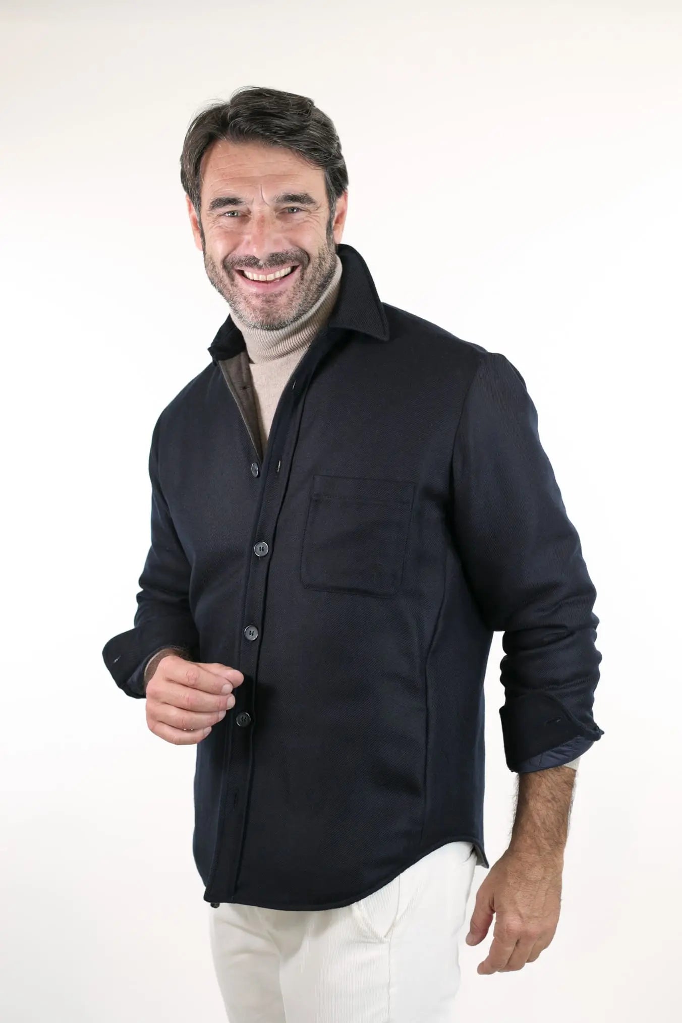 FFF Overshirt Cashmere Lanificio di Pray Blu Scuro