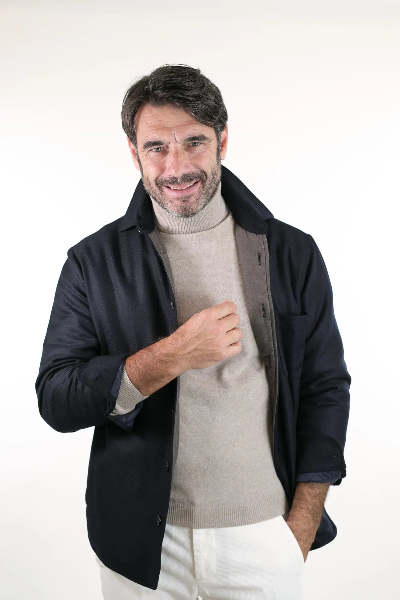 FFF Overshirt Cashmere Lanificio di Pray Blu Scuro