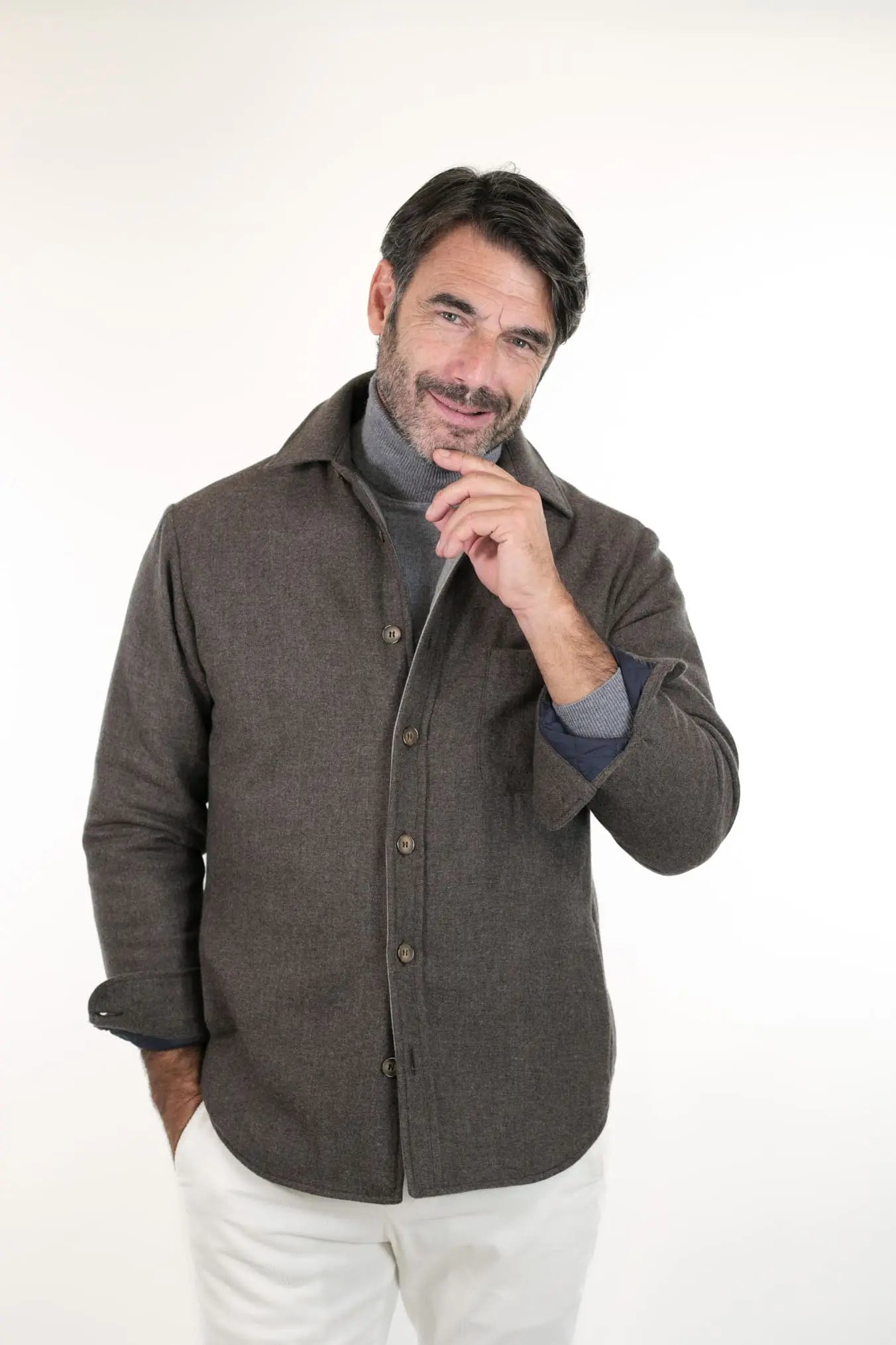 FFF Overshirt Cashmere Lanificio di Pray Marrone