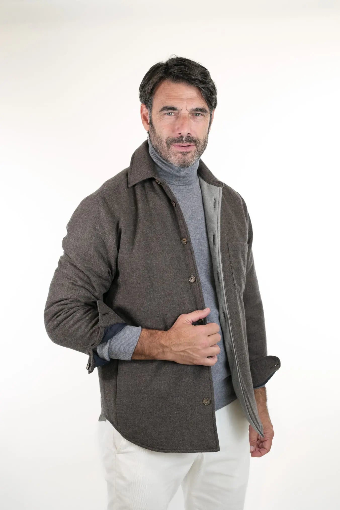 FFF Overshirt Cashmere Lanificio di Pray Marrone