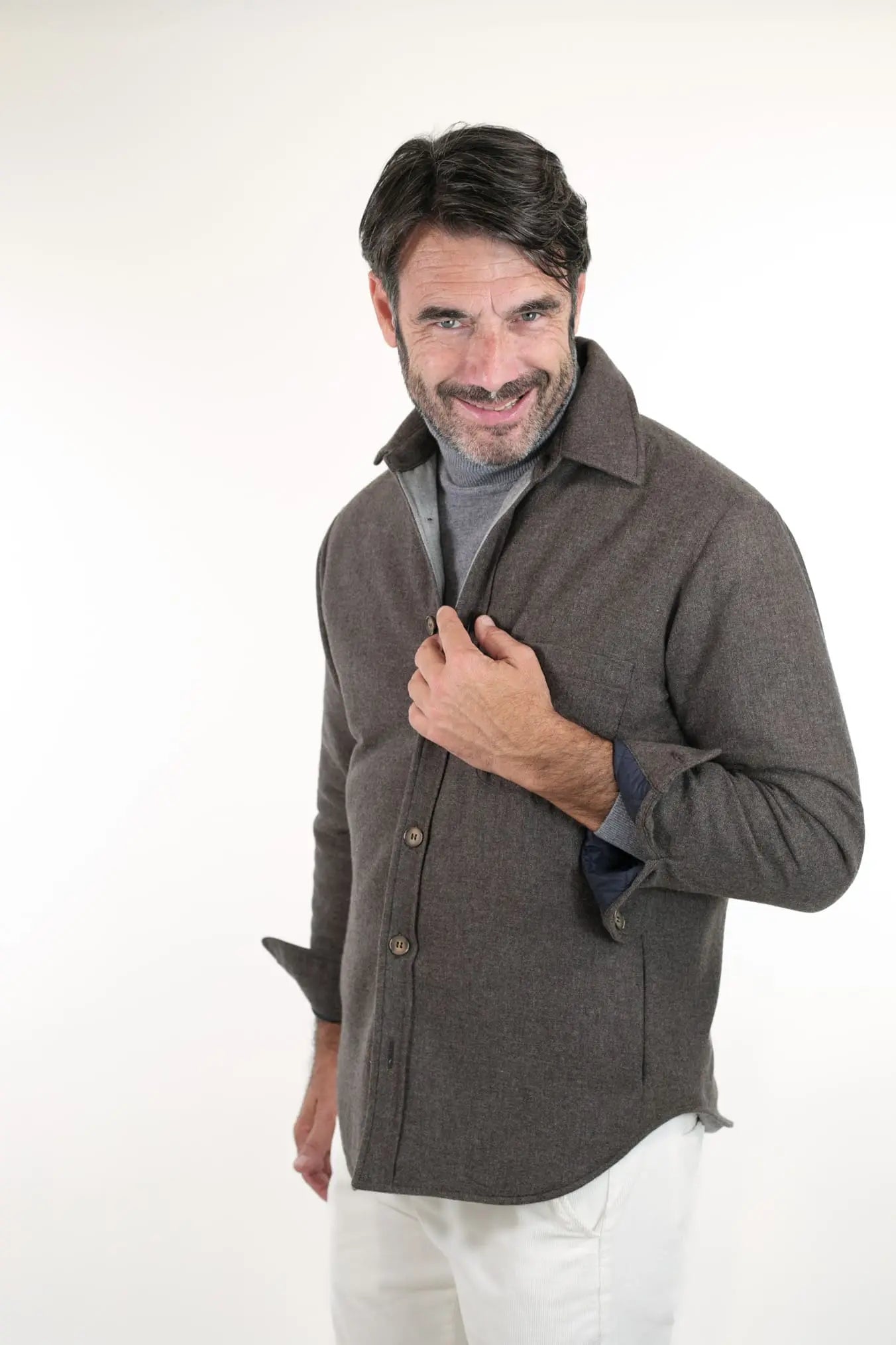 FFF Overshirt Cashmere Lanificio di Pray Marrone