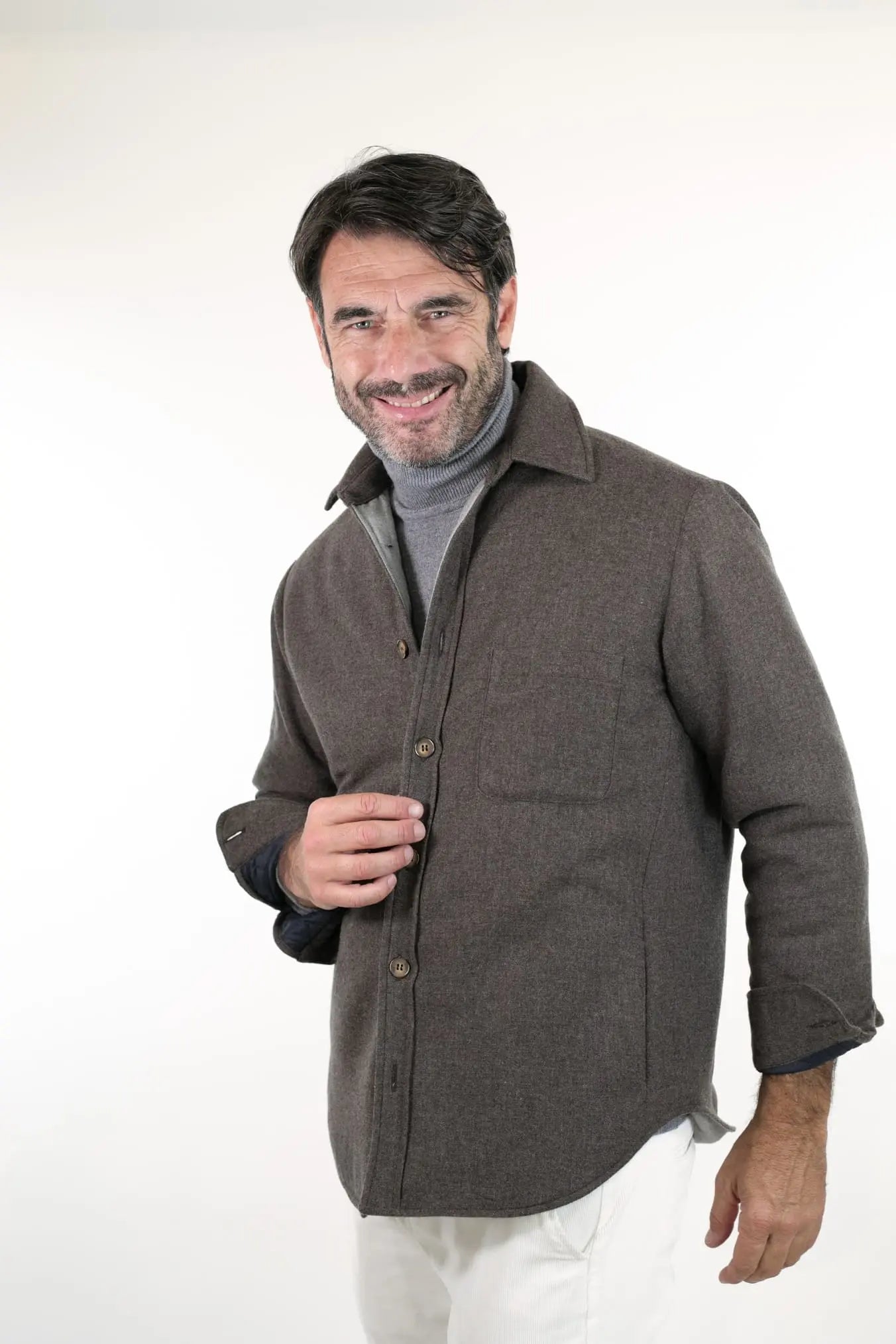 FFF Overshirt Cashmere Lanificio di Pray Marrone