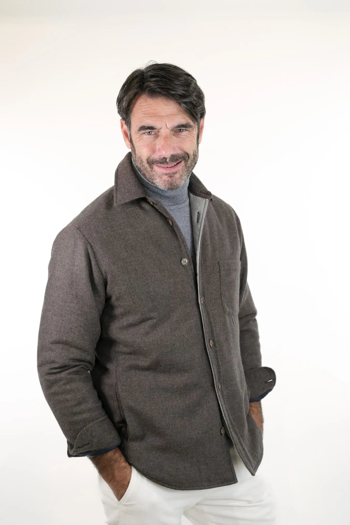 FFF Overshirt Cashmere Lanificio di Pray Marrone