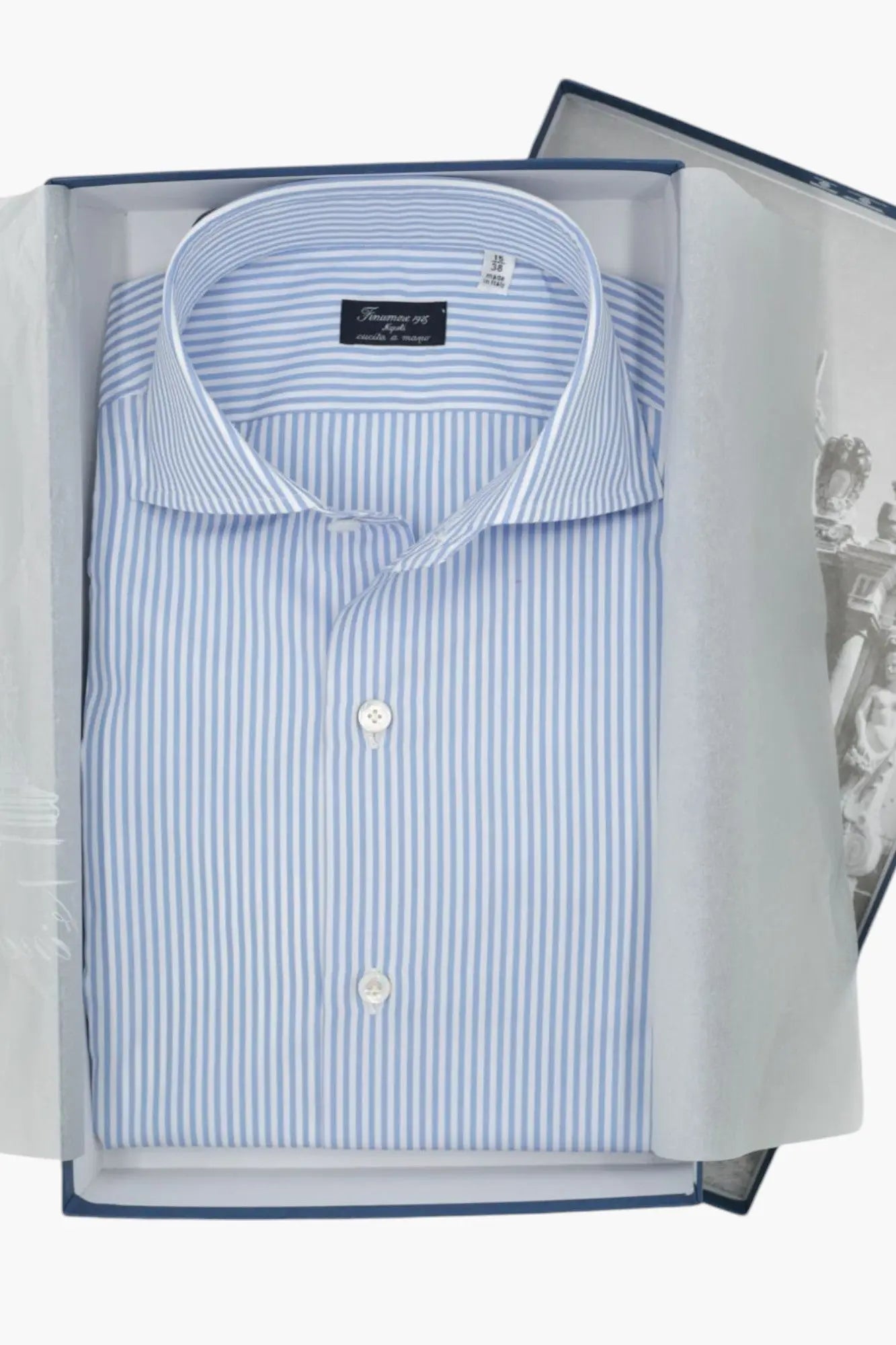 Camicia Napoli Cotone Righe Azzurre - Guarino Store