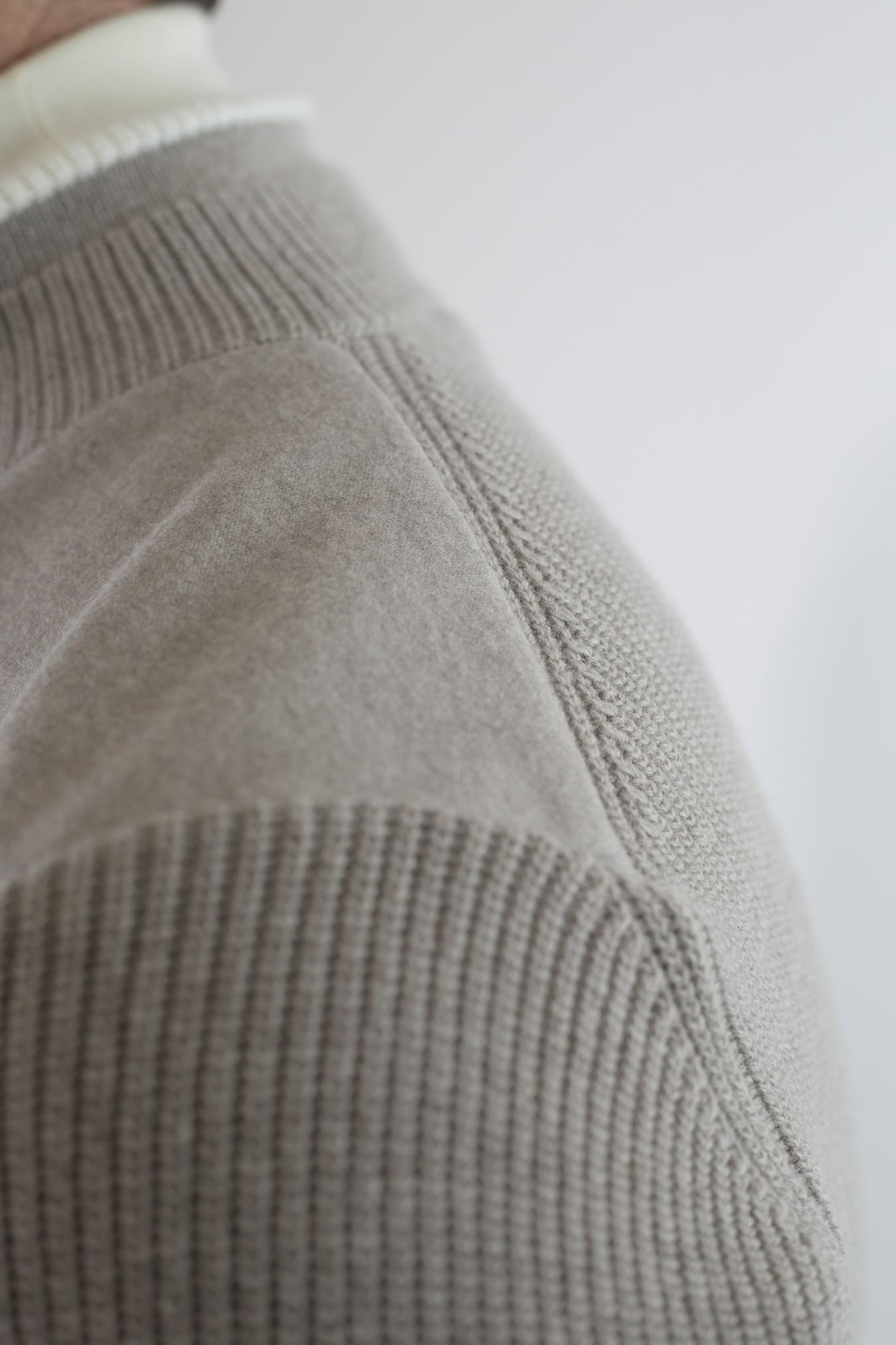 FIORONI Bomber in Maglia Full Zip Greige