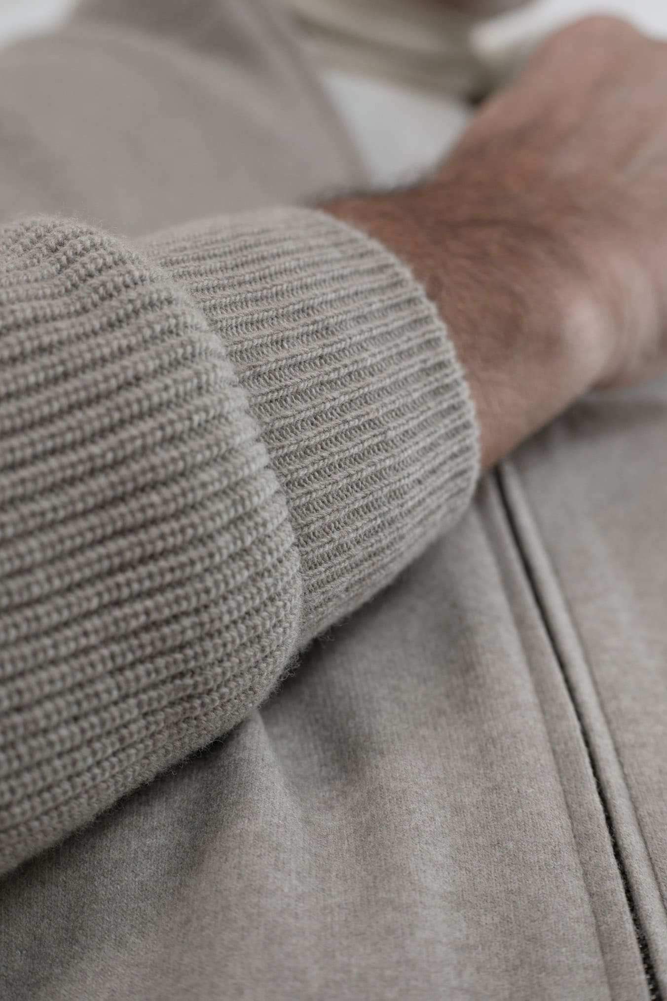 FIORONI Bomber in Maglia Full Zip Greige