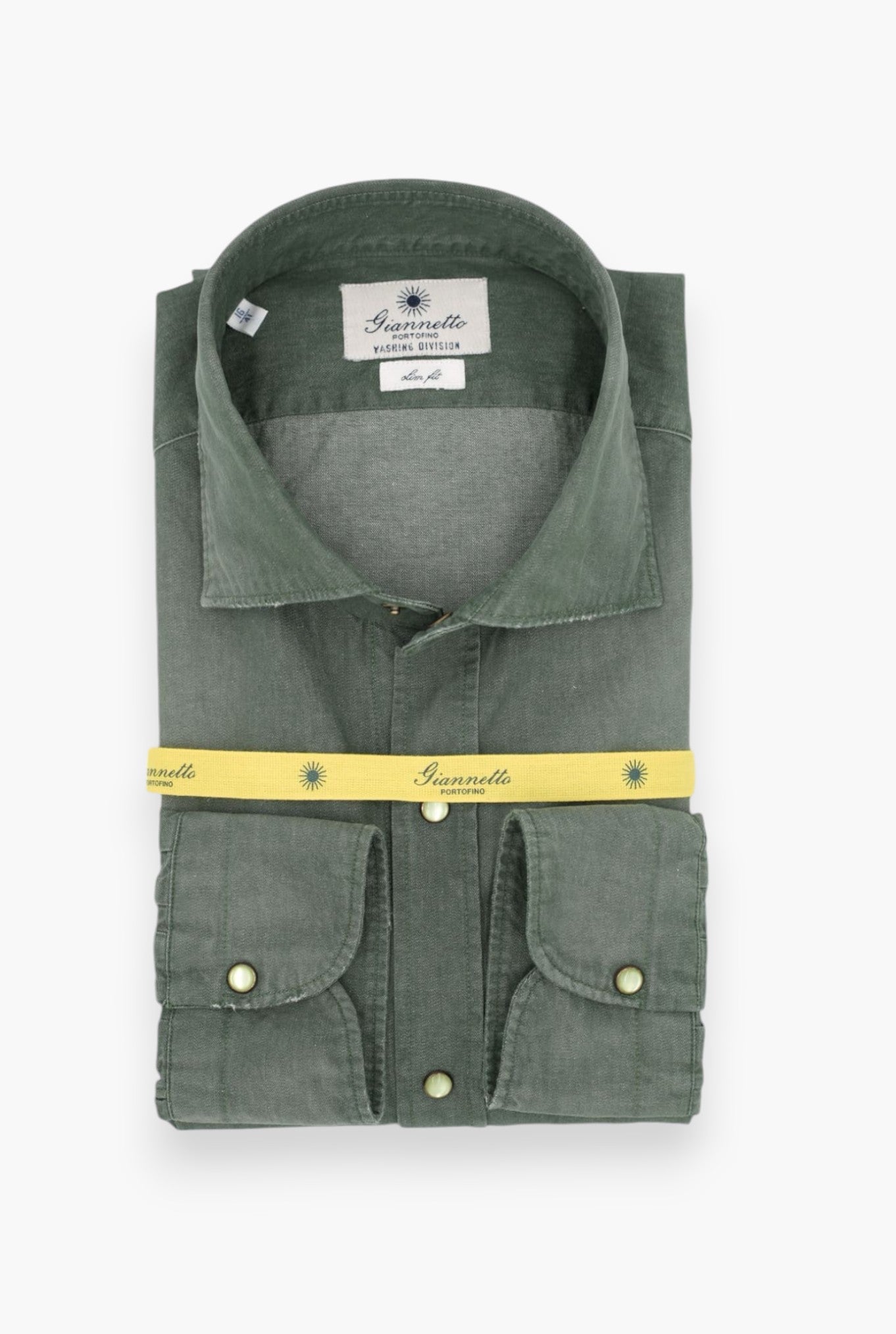 Camicia Denim Washed Verde - Guarino Store