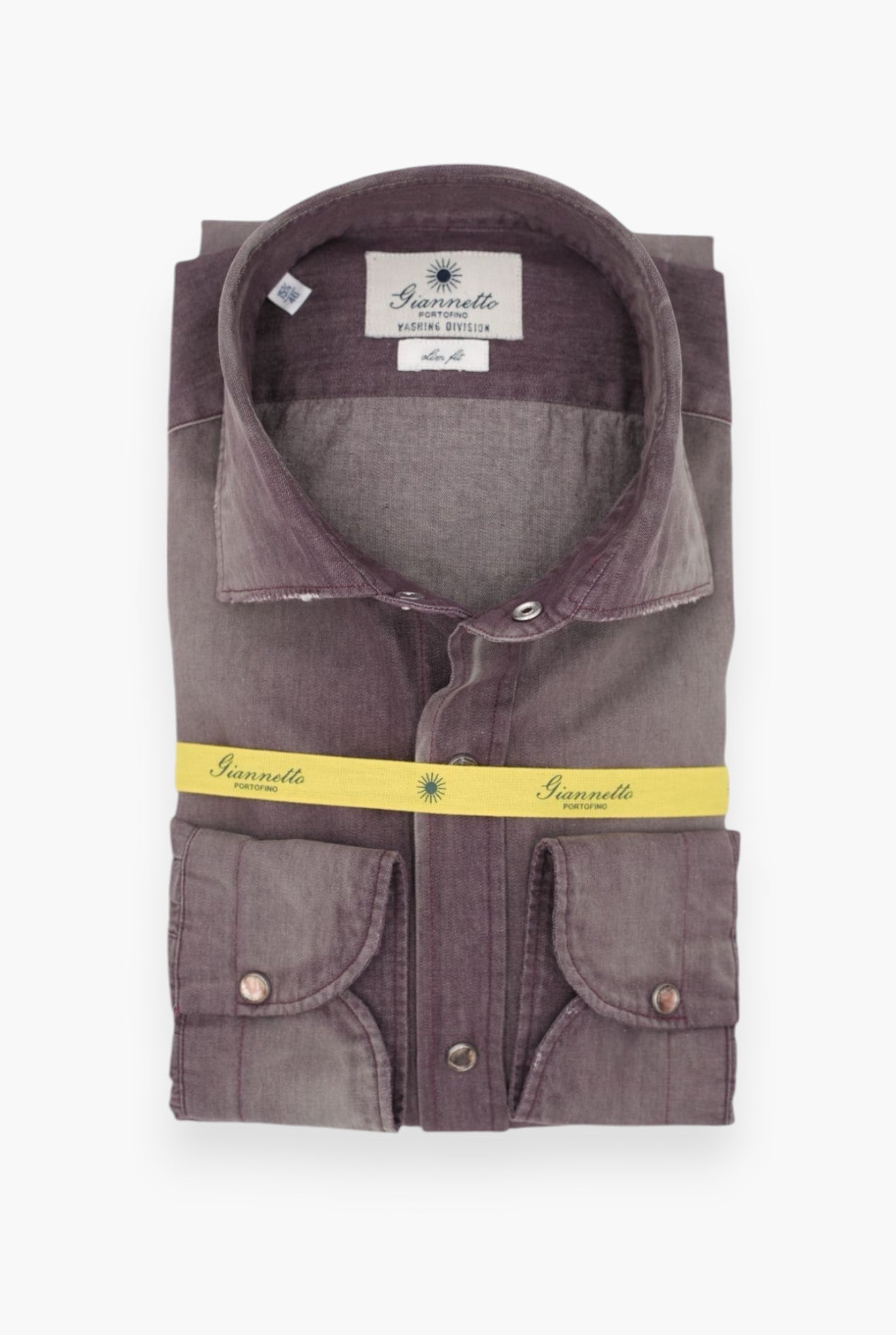 Camicia Denim Washed Viola Melanzana - Guarino Store