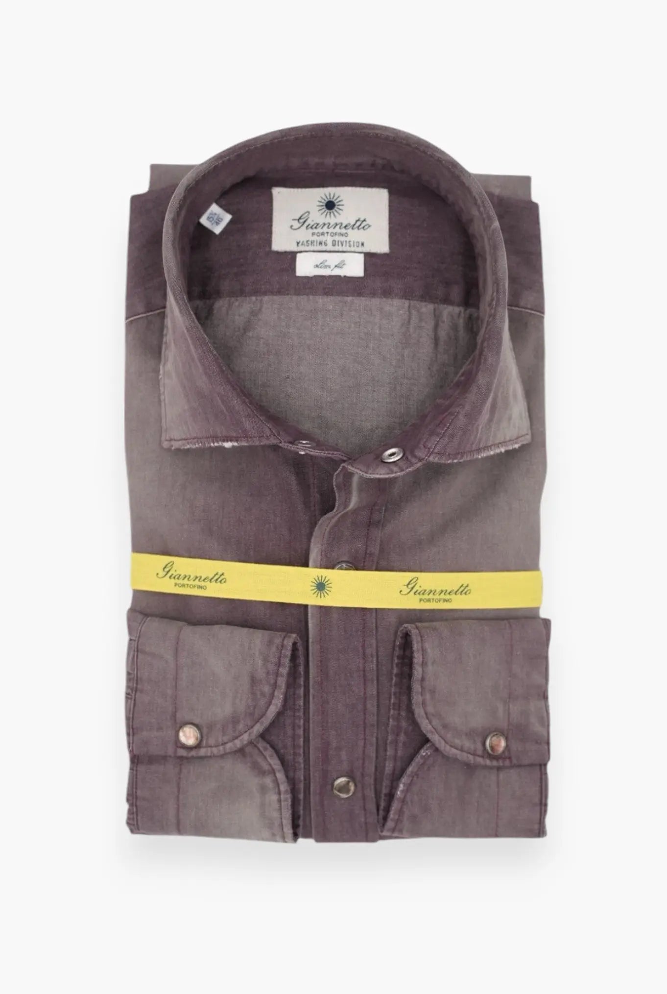 Camicia Denim Washed Viola Melanzana - Guarino Store